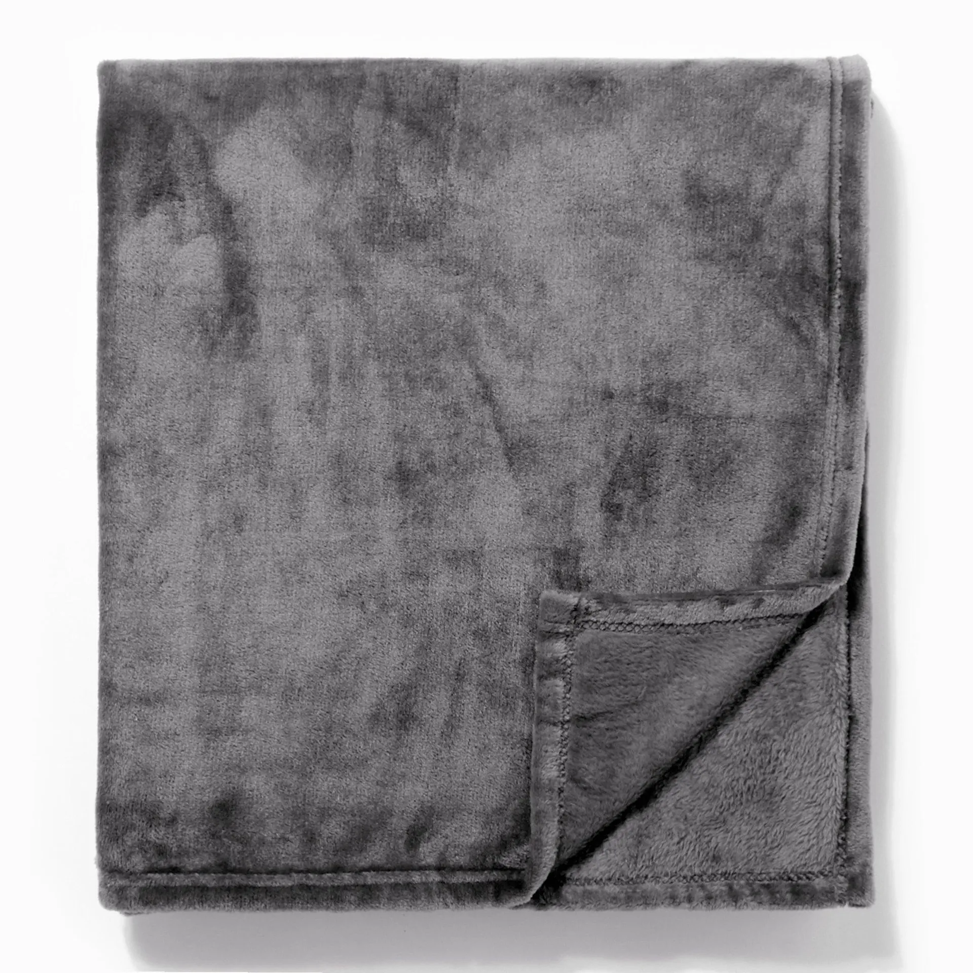 At Home Powder Plush Plain Throw Charcoal - 150x180cm