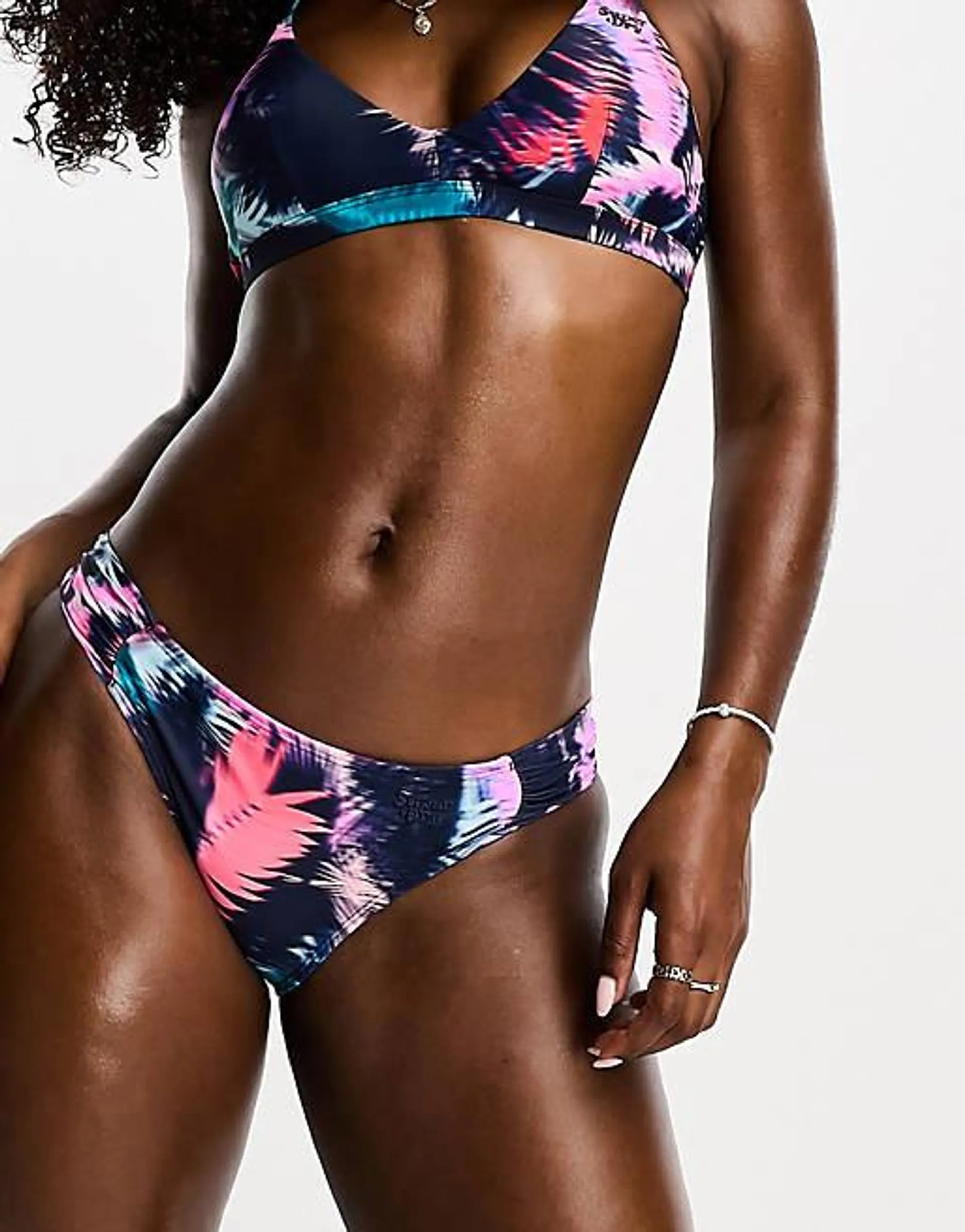 Superdry vintage co-ord ruched bikini brief in multi