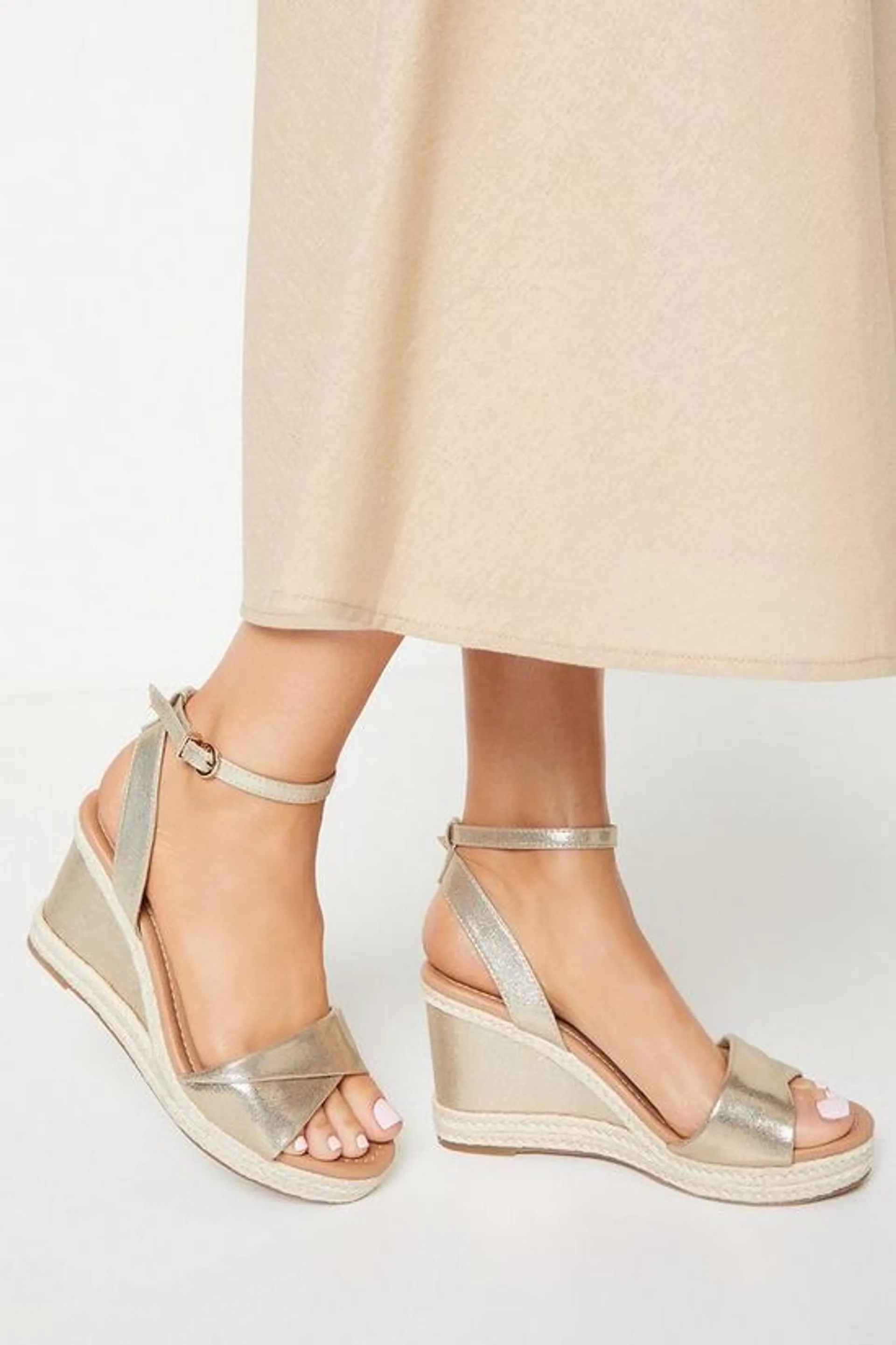 Wide Fit Richie Soft Twist Rope Detail Wedges