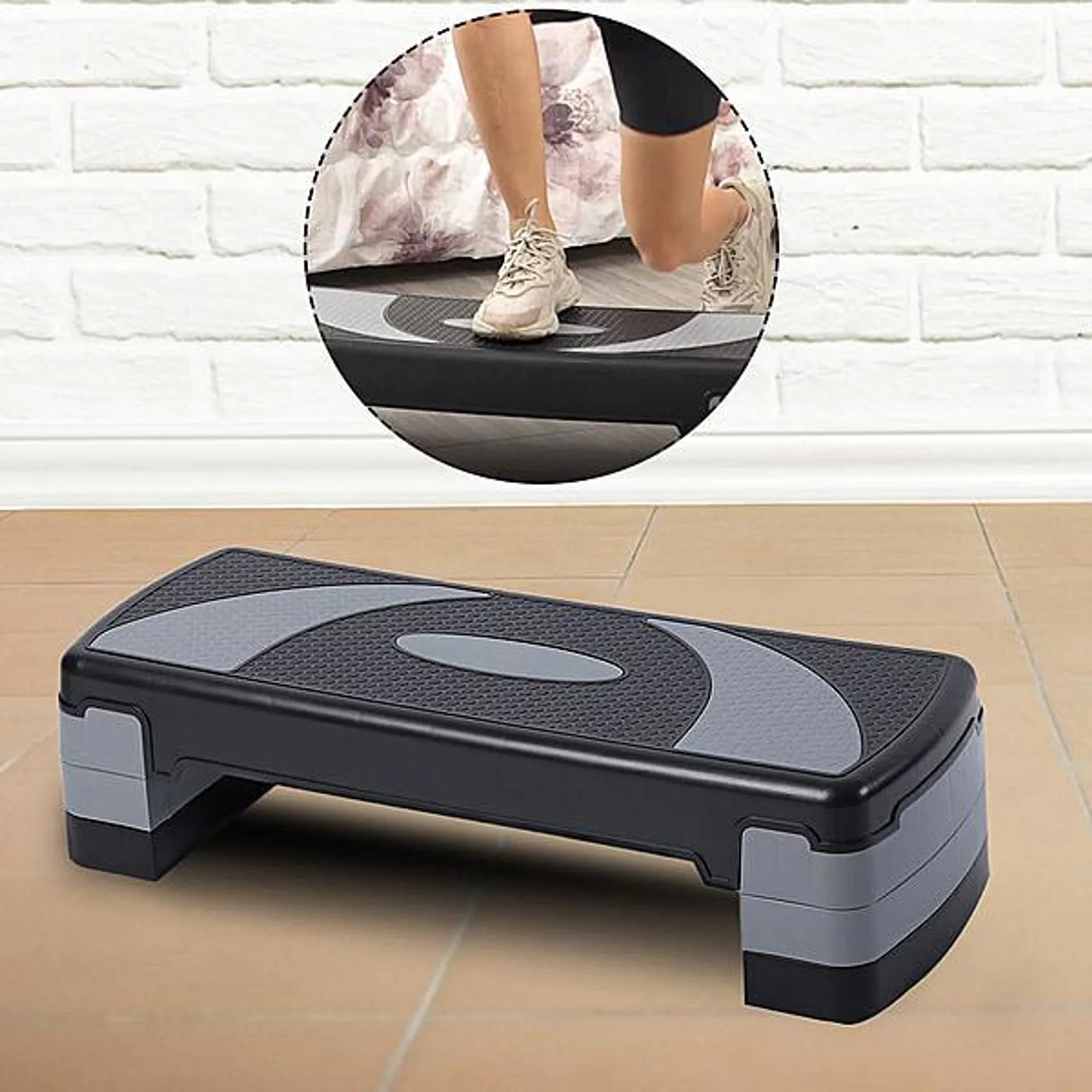 Fitness Aerobic Stepper Board- Black and Grey