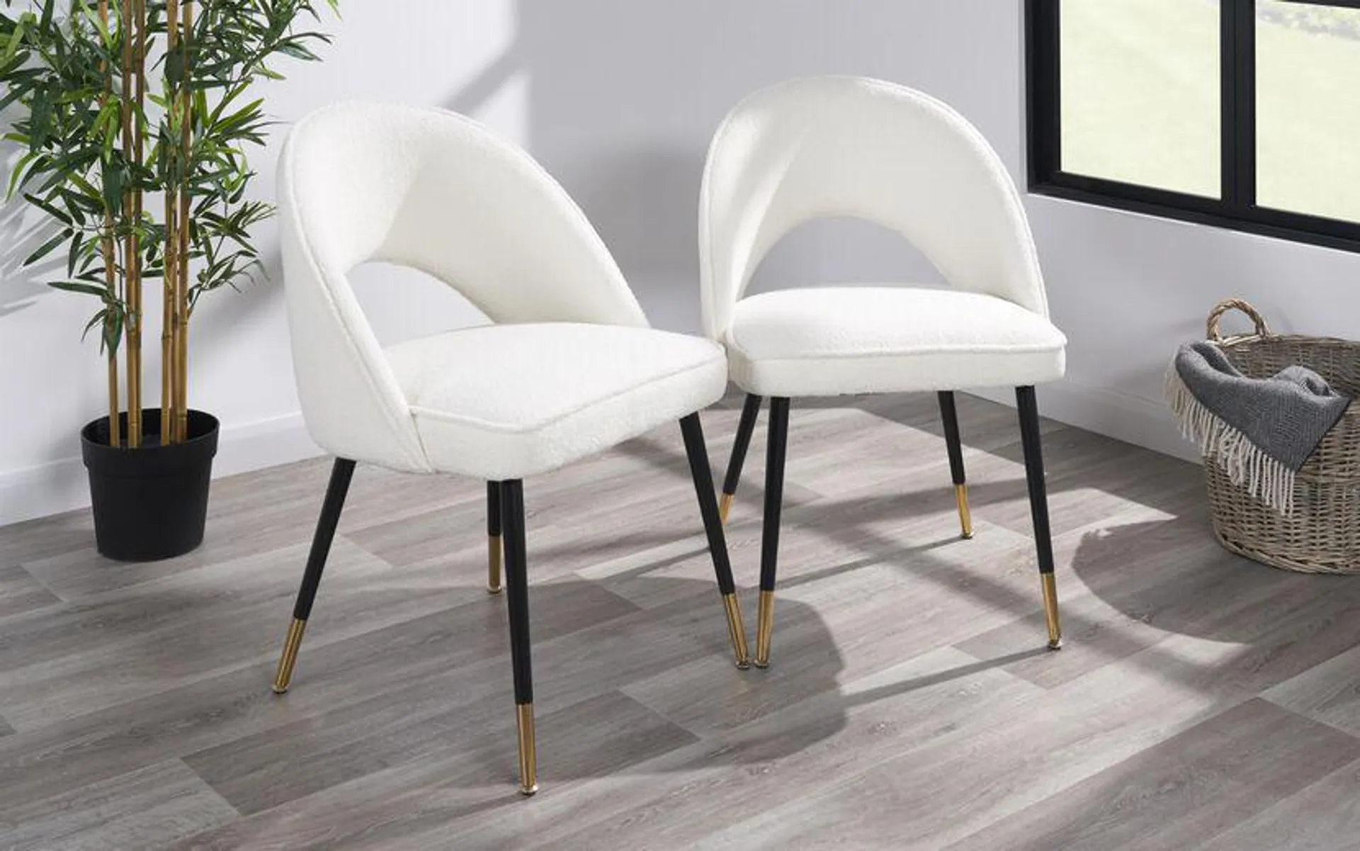 Elsa Pair of White Dining Chairs