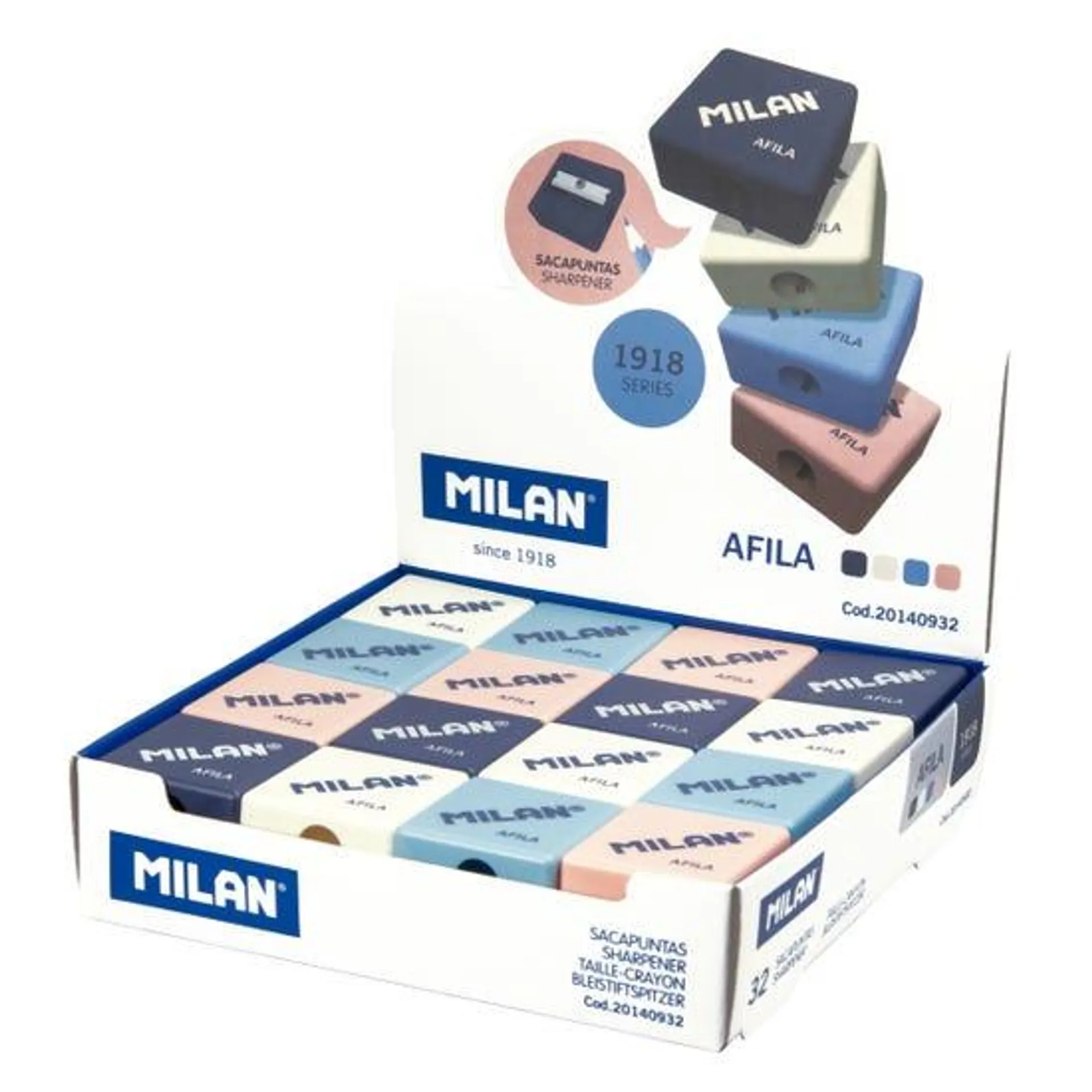 MILAN AFILA Pencil Sharpener 1918 Series Assorted - 1 Supplied