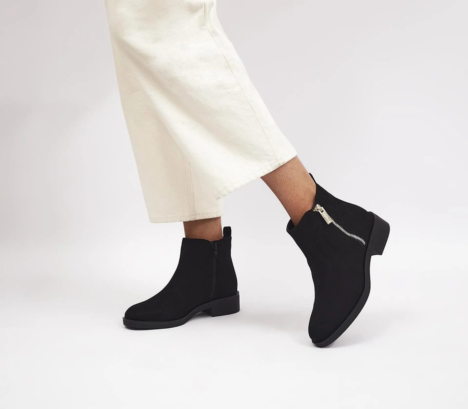 Aila Zip Flat Ankle Boots