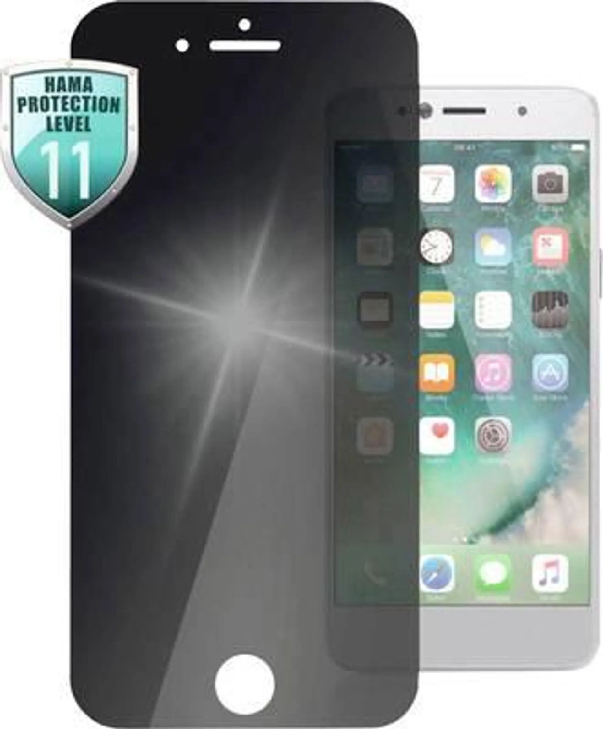 Hama Privacy Glass screen protector Compatible with (mobile phone): Apple iPhone se (2. Generace), Apple iPhone 6,7,8 1