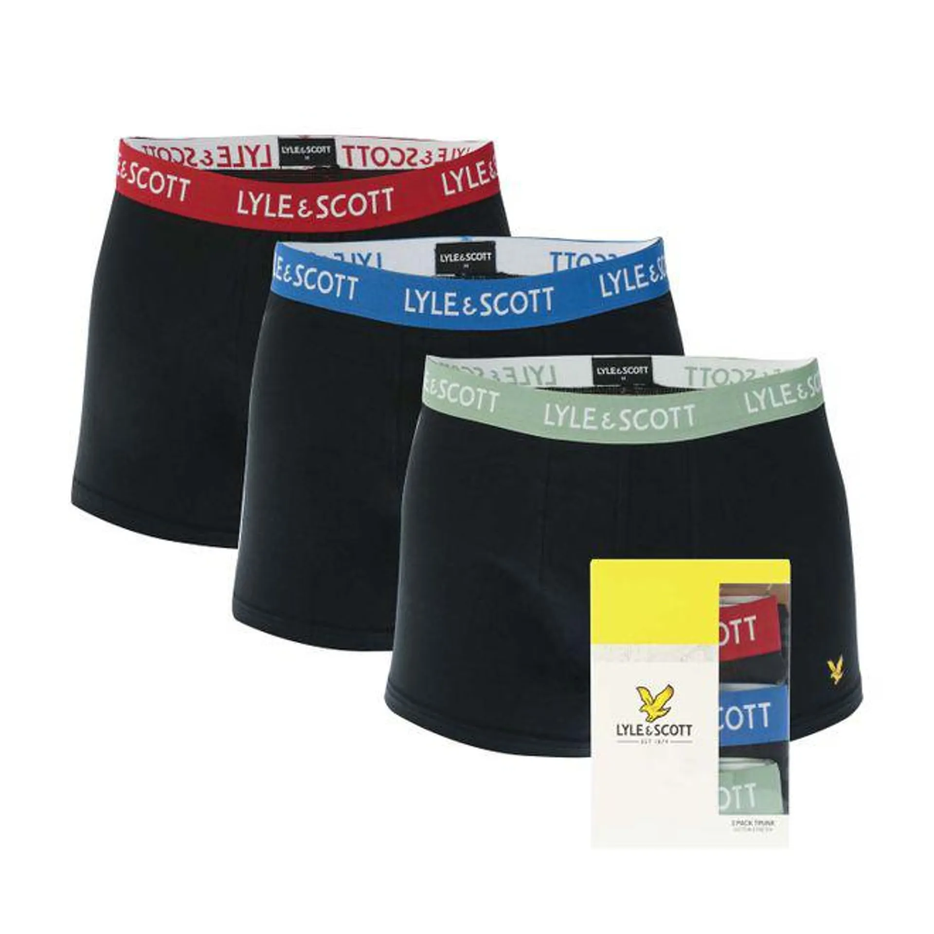 Lyle And Scott Mens Barclay 3 Pack Trunks in Black