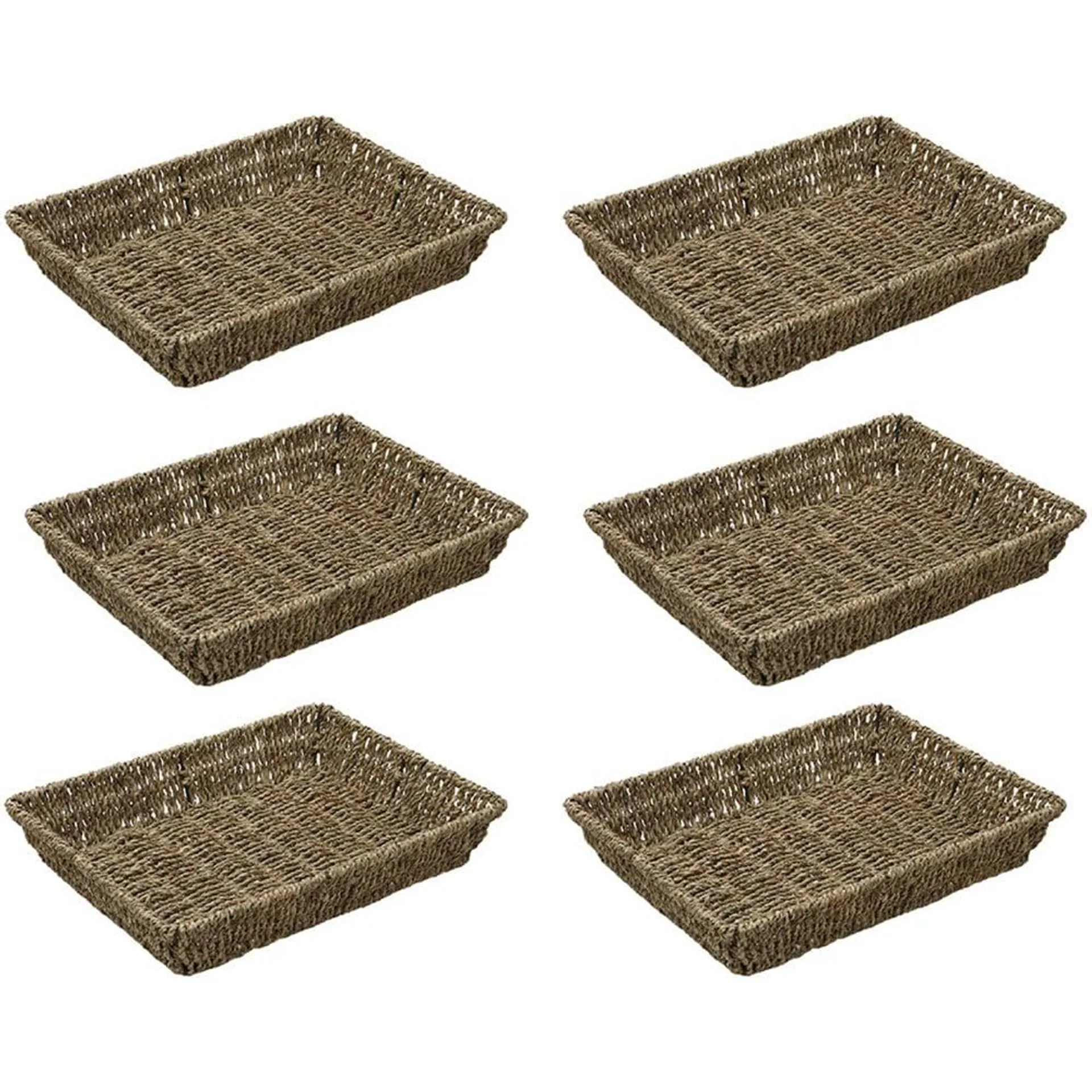 JVL Seagrass Rectangular Storage Tray Set of 6