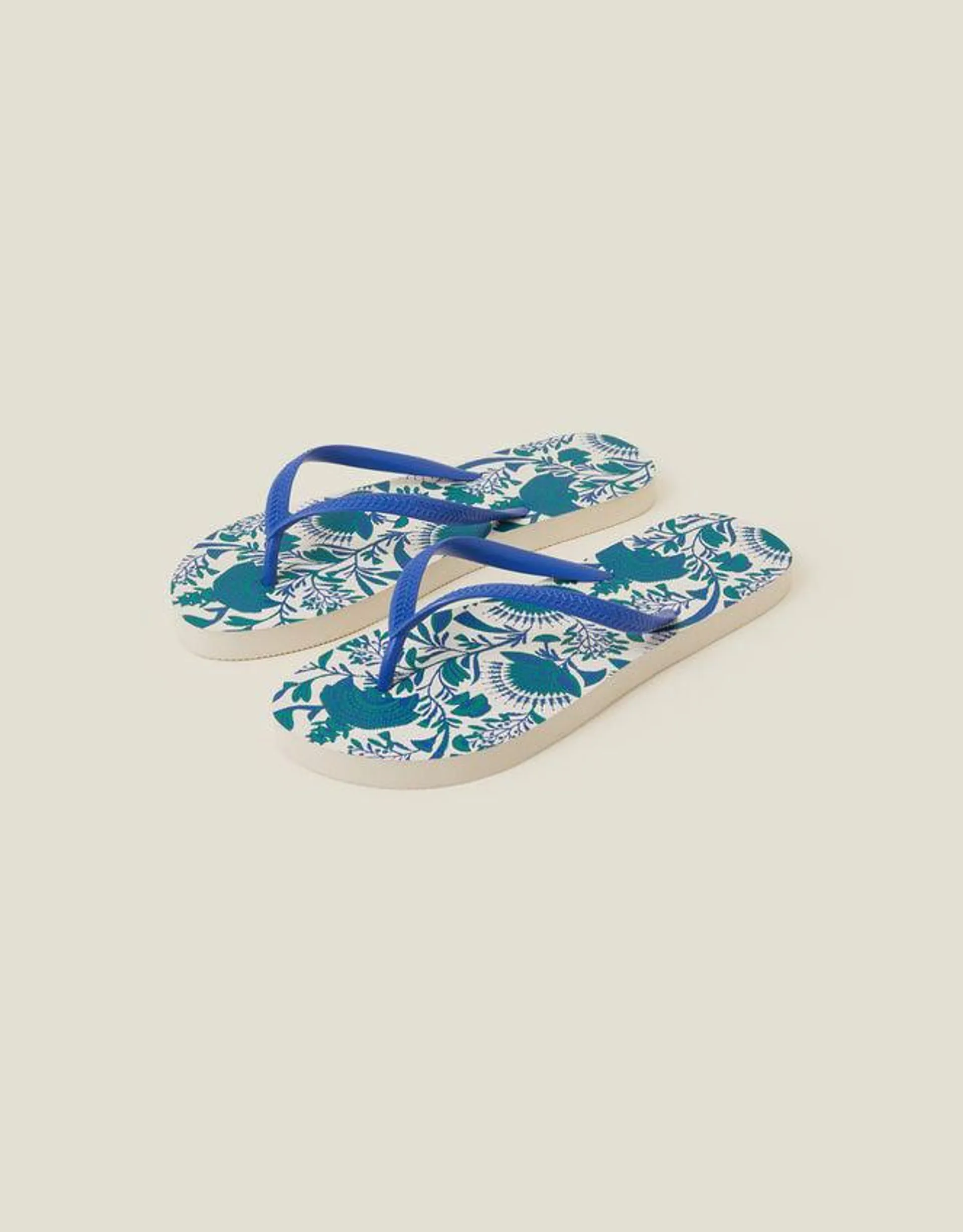 Paisley Print Flip Flops Blue