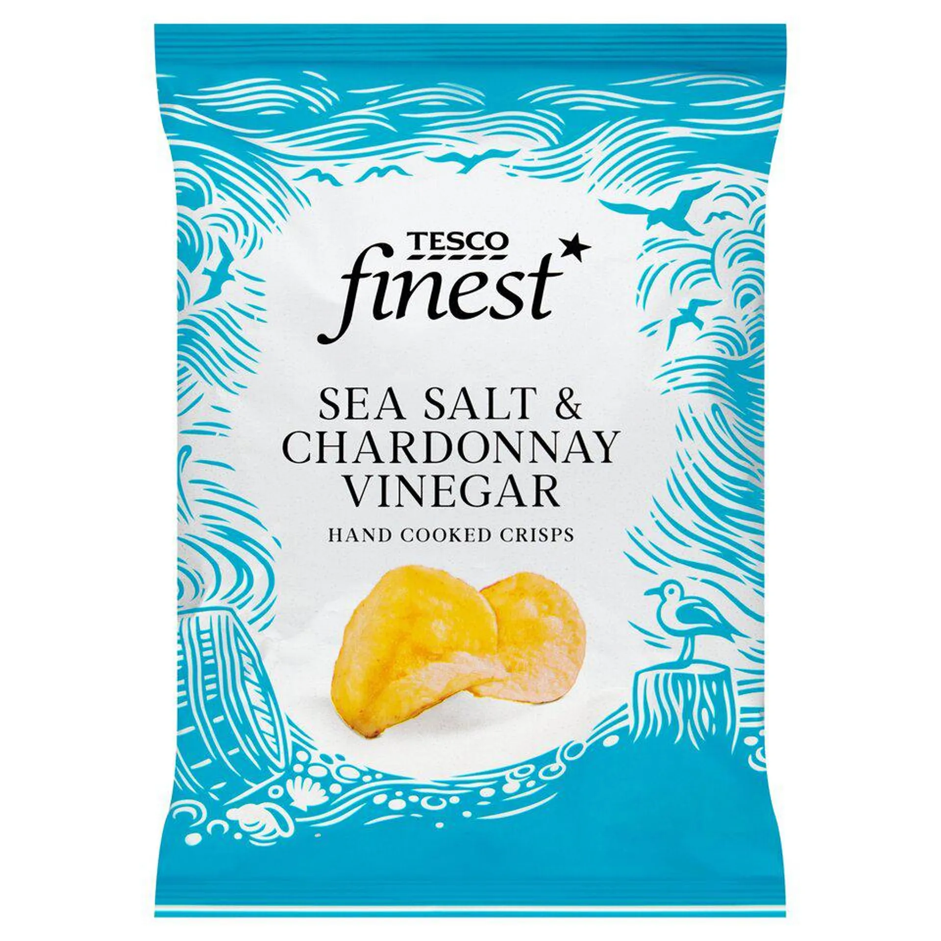 Tesco Finest Sea Salt Chardonnay Vinegar Crisps 150G