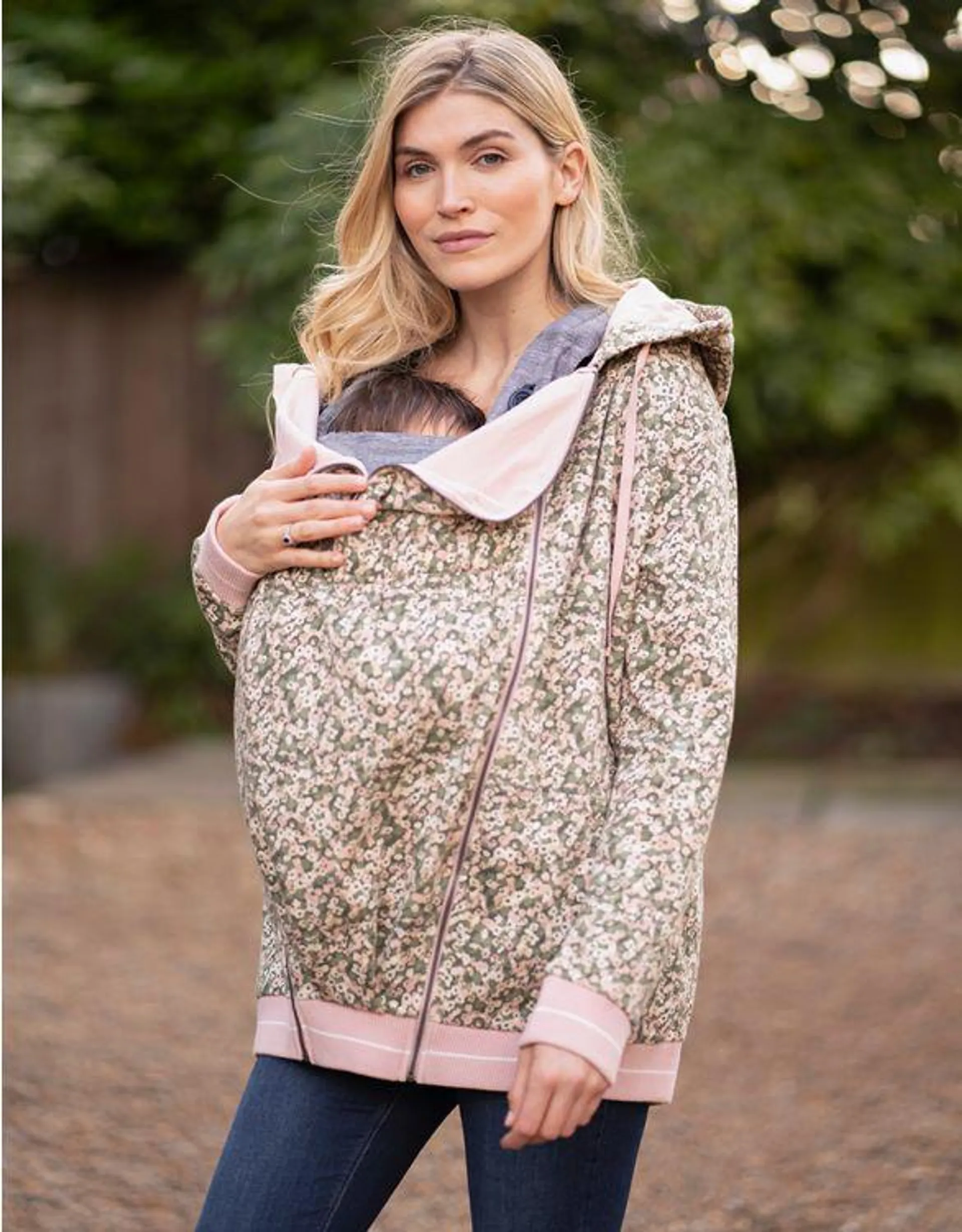 Floral Print 3 in 1 Maternity & Babywearing Hoodie