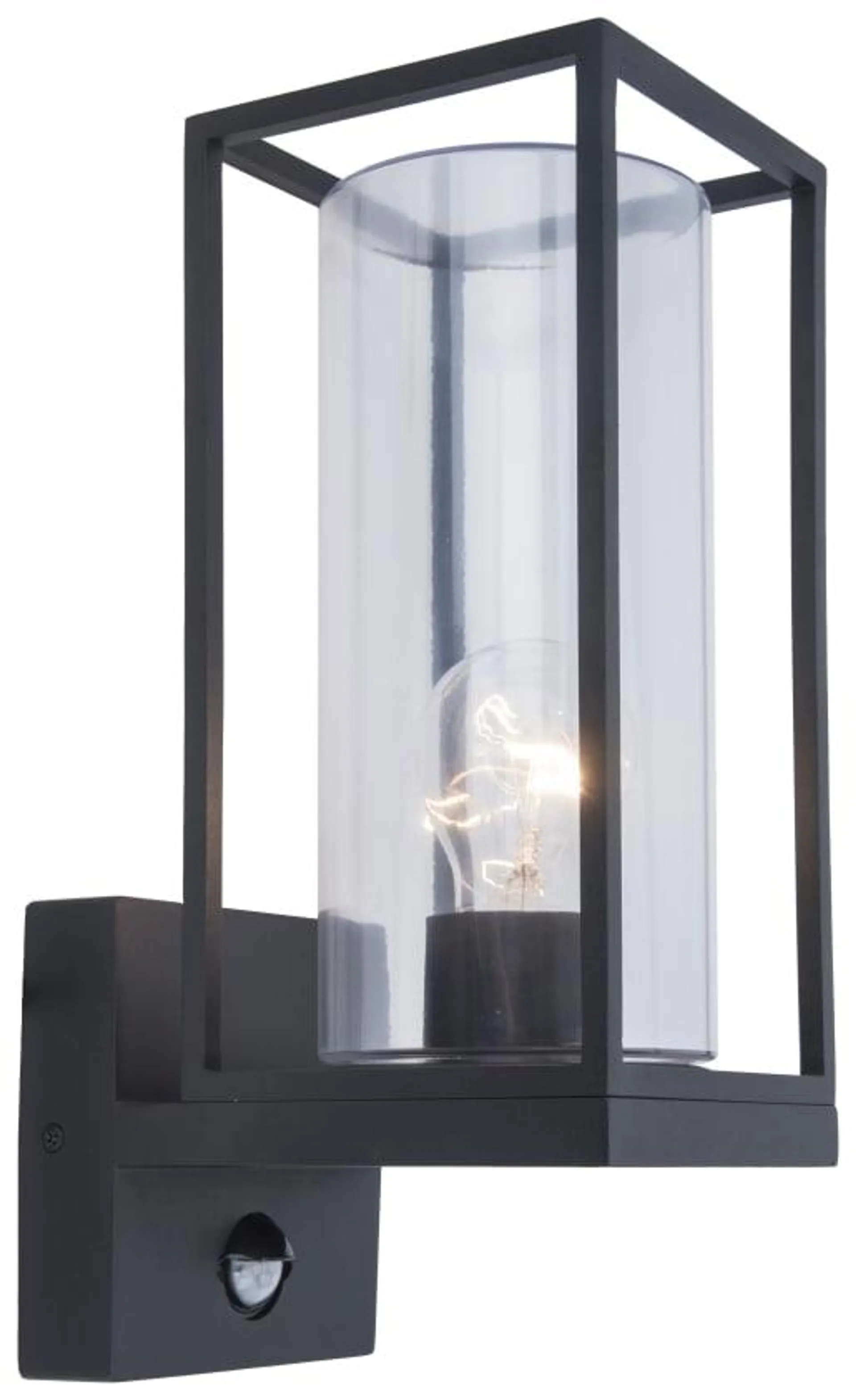 Lutec IP44 Black Flair PIR E27 Wall Light