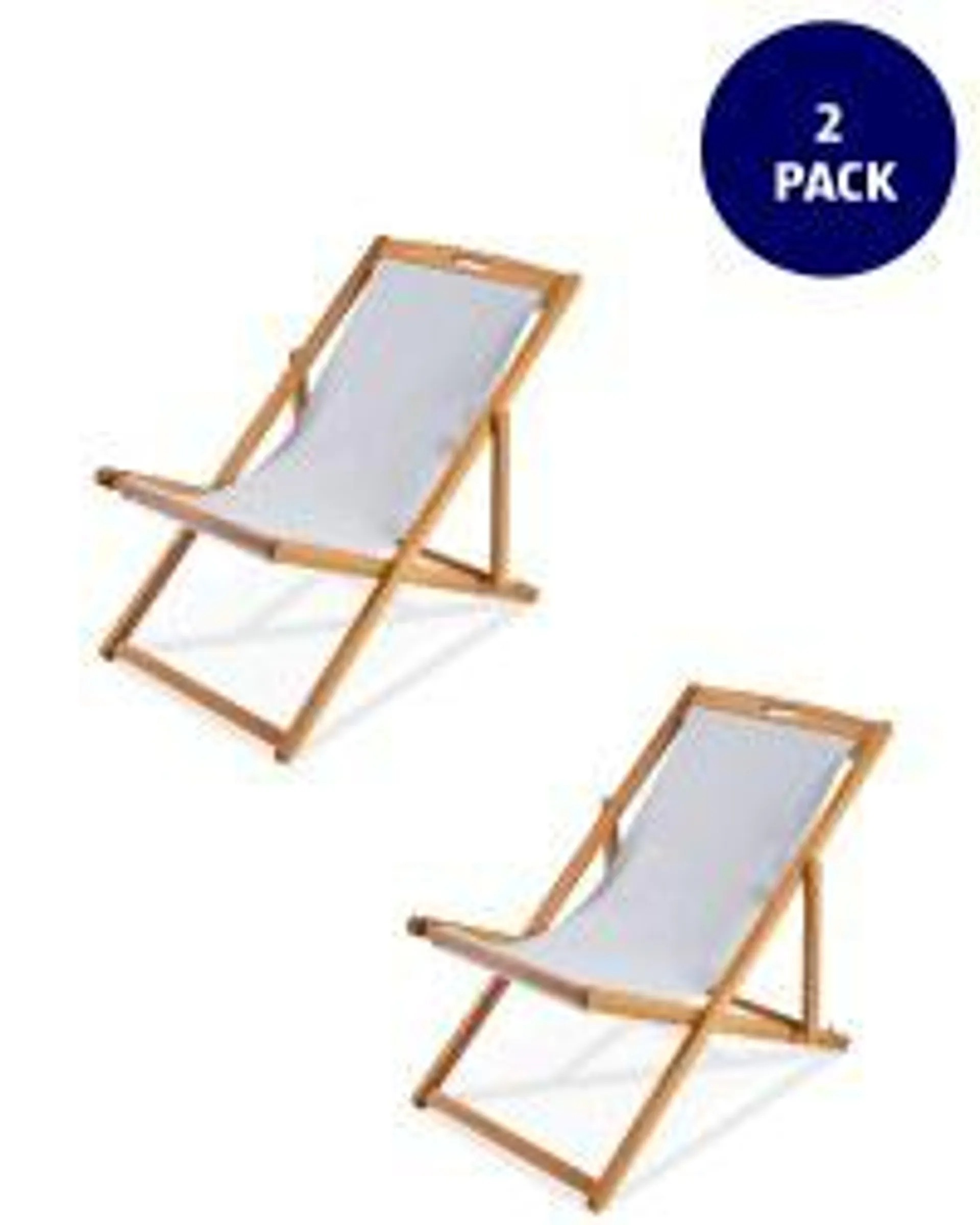 Gardenline Grey Wooden Deck Chairs