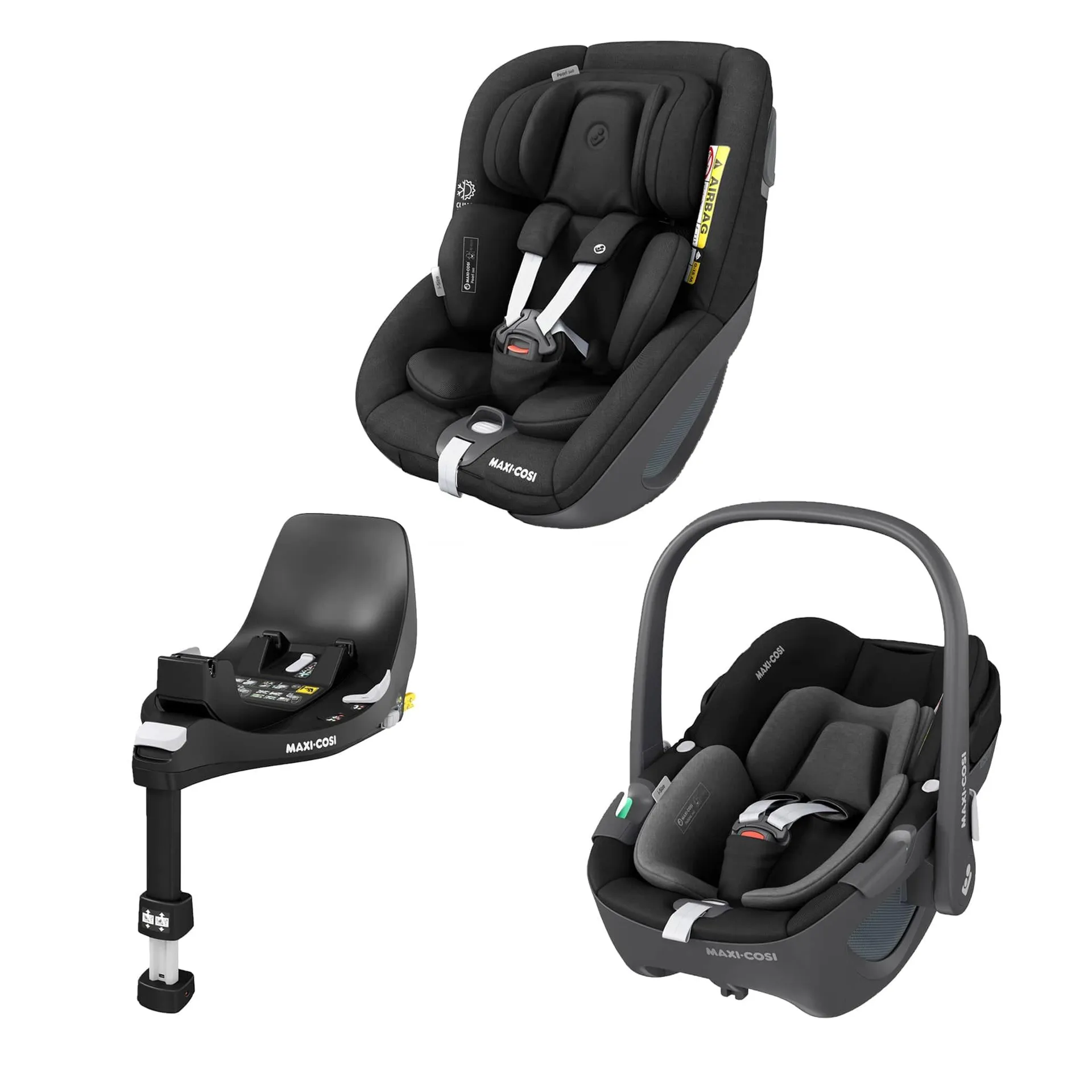 Maxi-Cosi Pebble 360, Pearl 360 & Familyfix 360 Base Bundle - Black