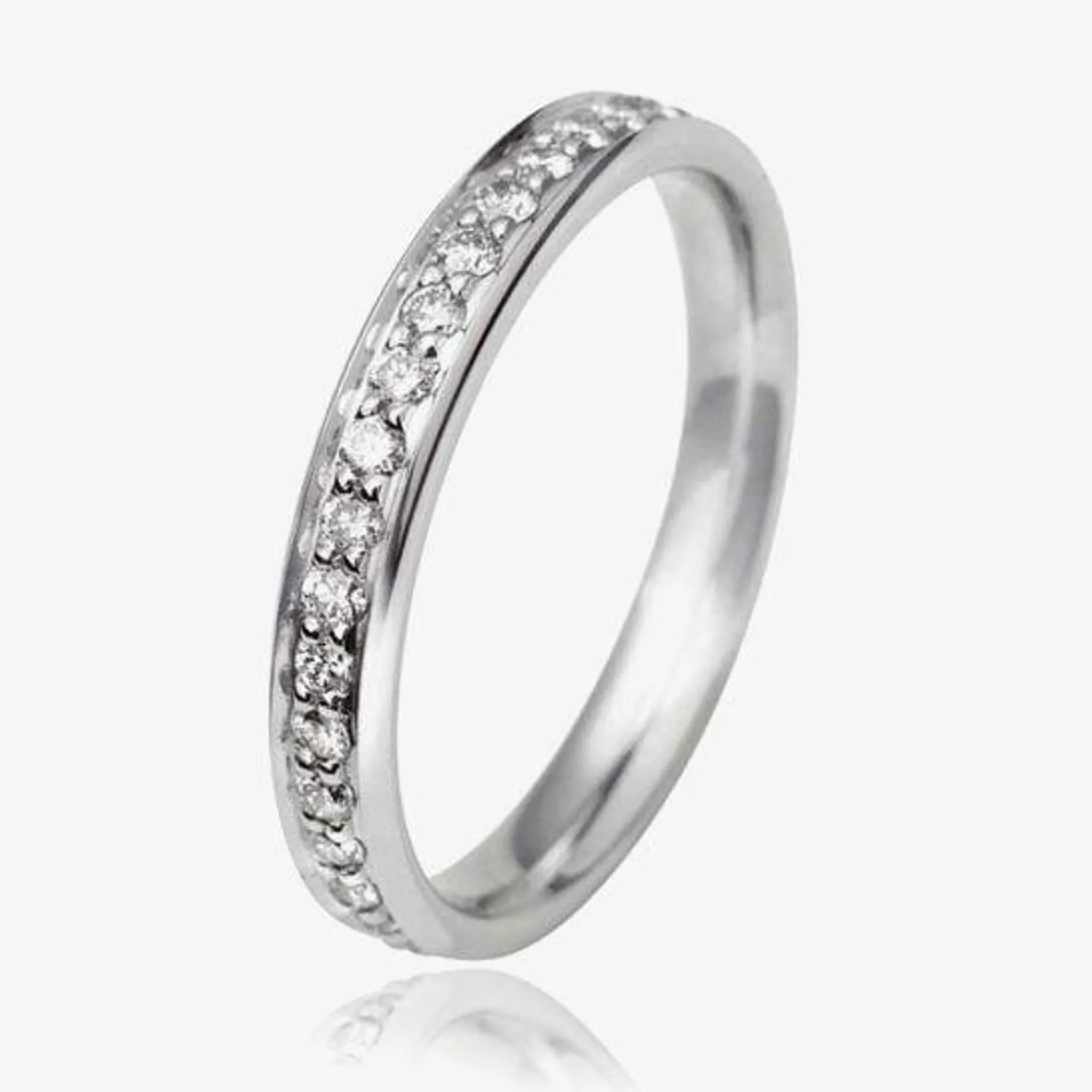 18ct White Gold 3mm Full Grain Set Diamond Court Wedding Ring WG11/3R150 18W HSI