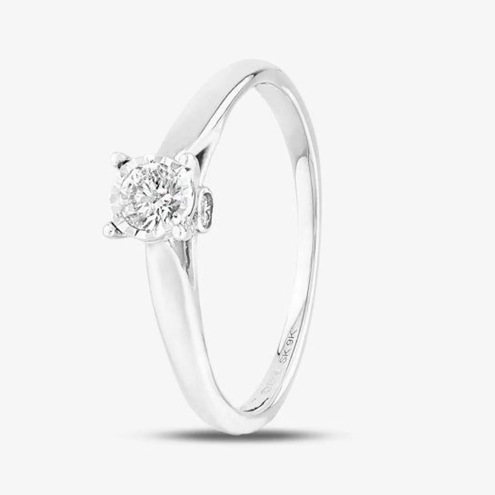 9ct White Gold 0.25ct Diamond Bridge Accent Solitaire Ring THR15625-25