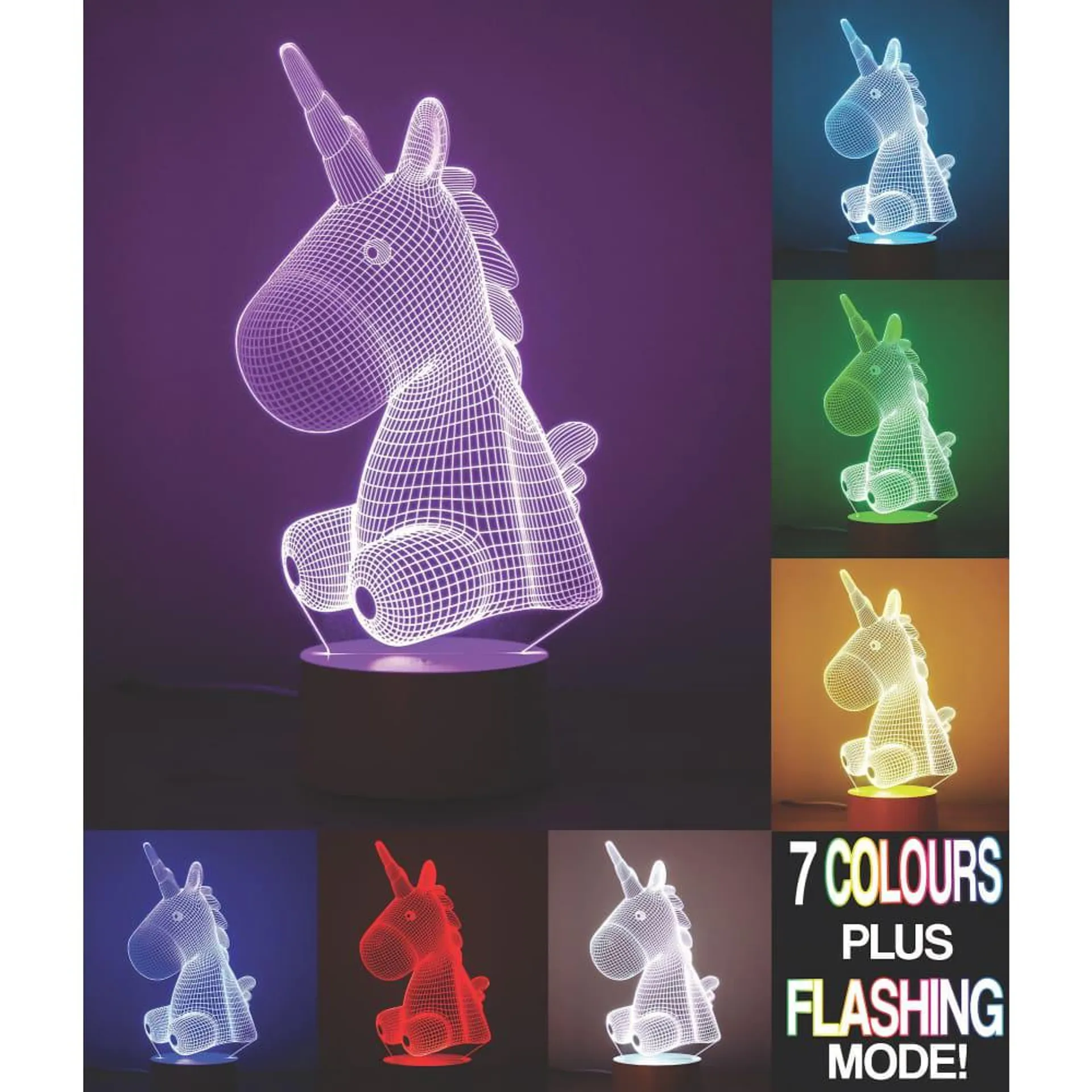 Unicorn Sitting 3D Lamp