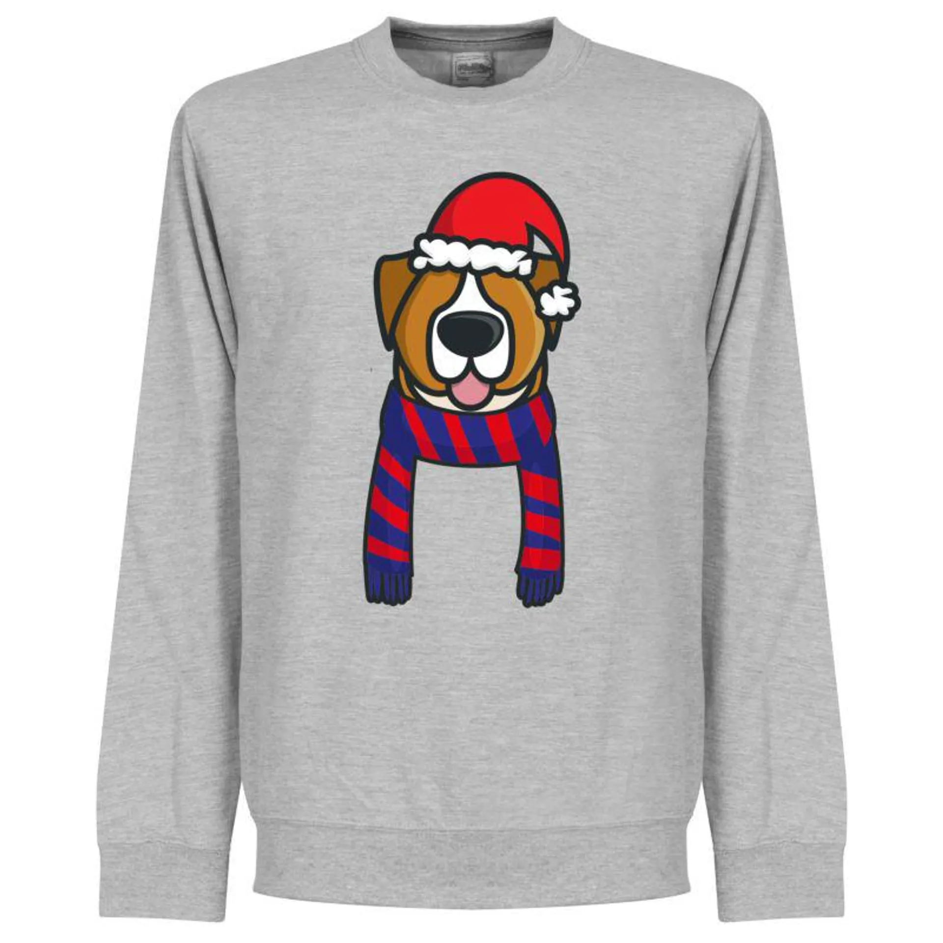 Christmas Dog Supporters Sweatshirt - Grey (Blue/Red Scarf)