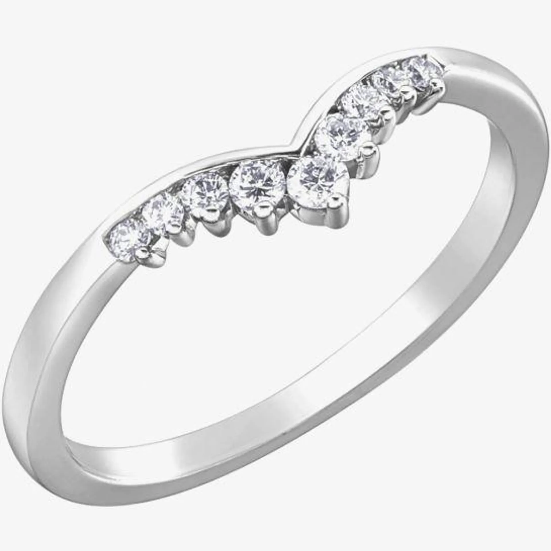 9ct White Gold 0.25ct Diamond Wishbone Ring