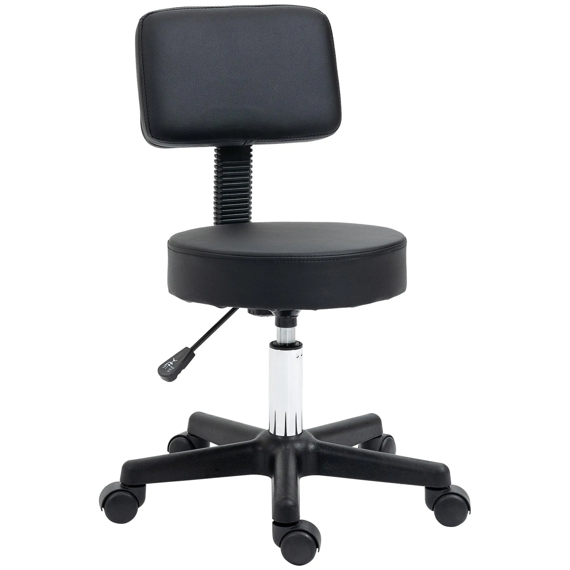 HOMCOM Adjustable Swivel Salon Chair Padded Seat Back 5 Wheels Black