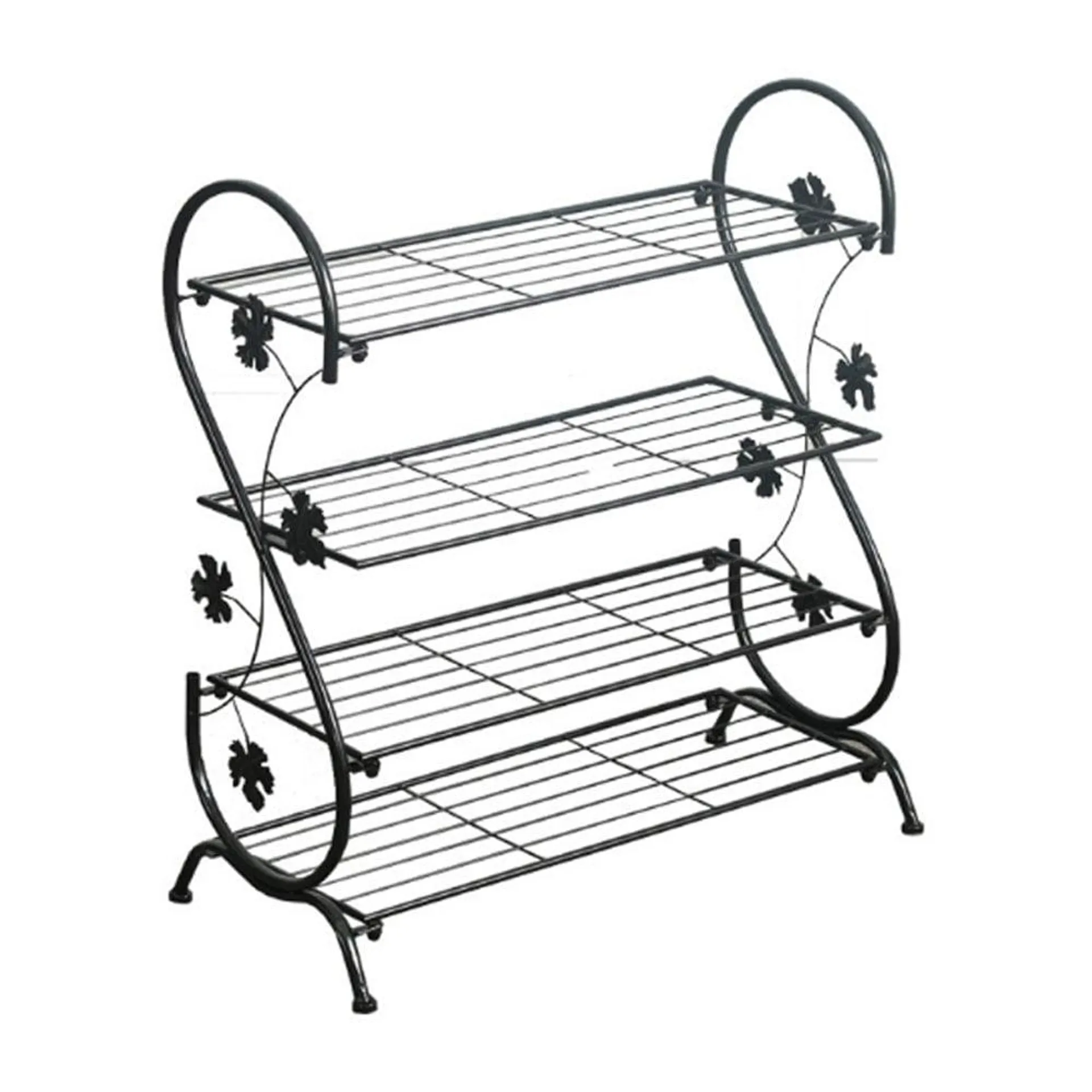 Living and Home 4 Tier Vintage Black Shoe Rack