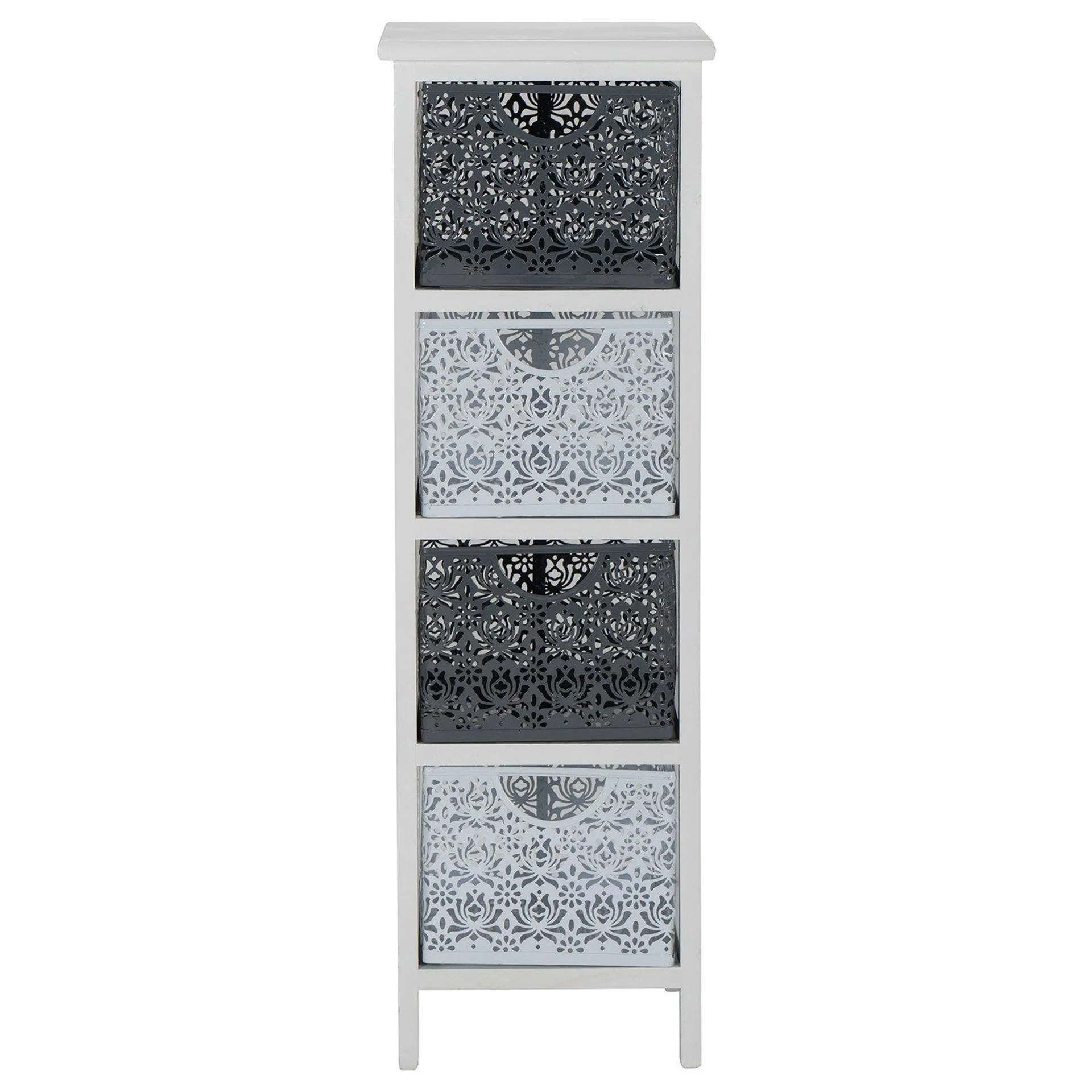 Lacey 4 Drawer Grey and White Storage Tower