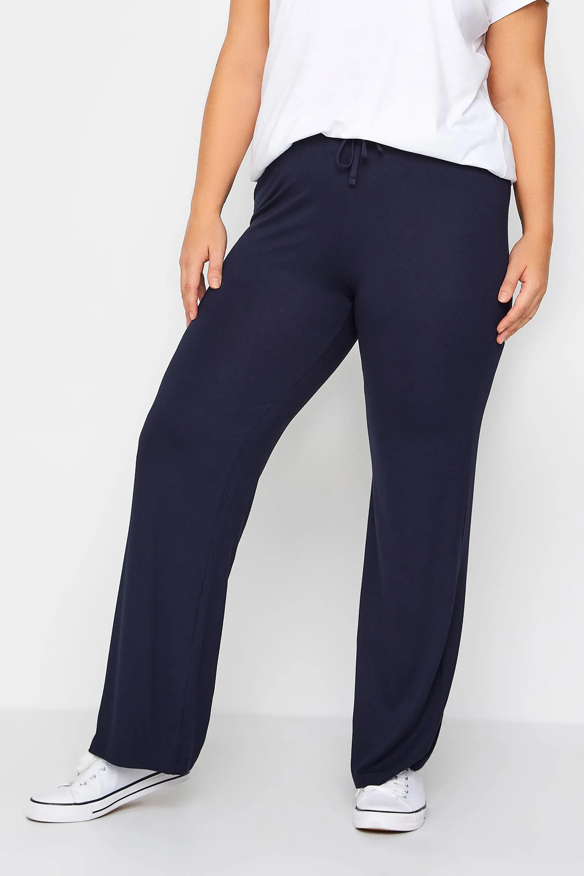 YOURS BESTSELLER Curve Navy Blue Wide Leg Pull On Stretch Jersey Yoga Pants