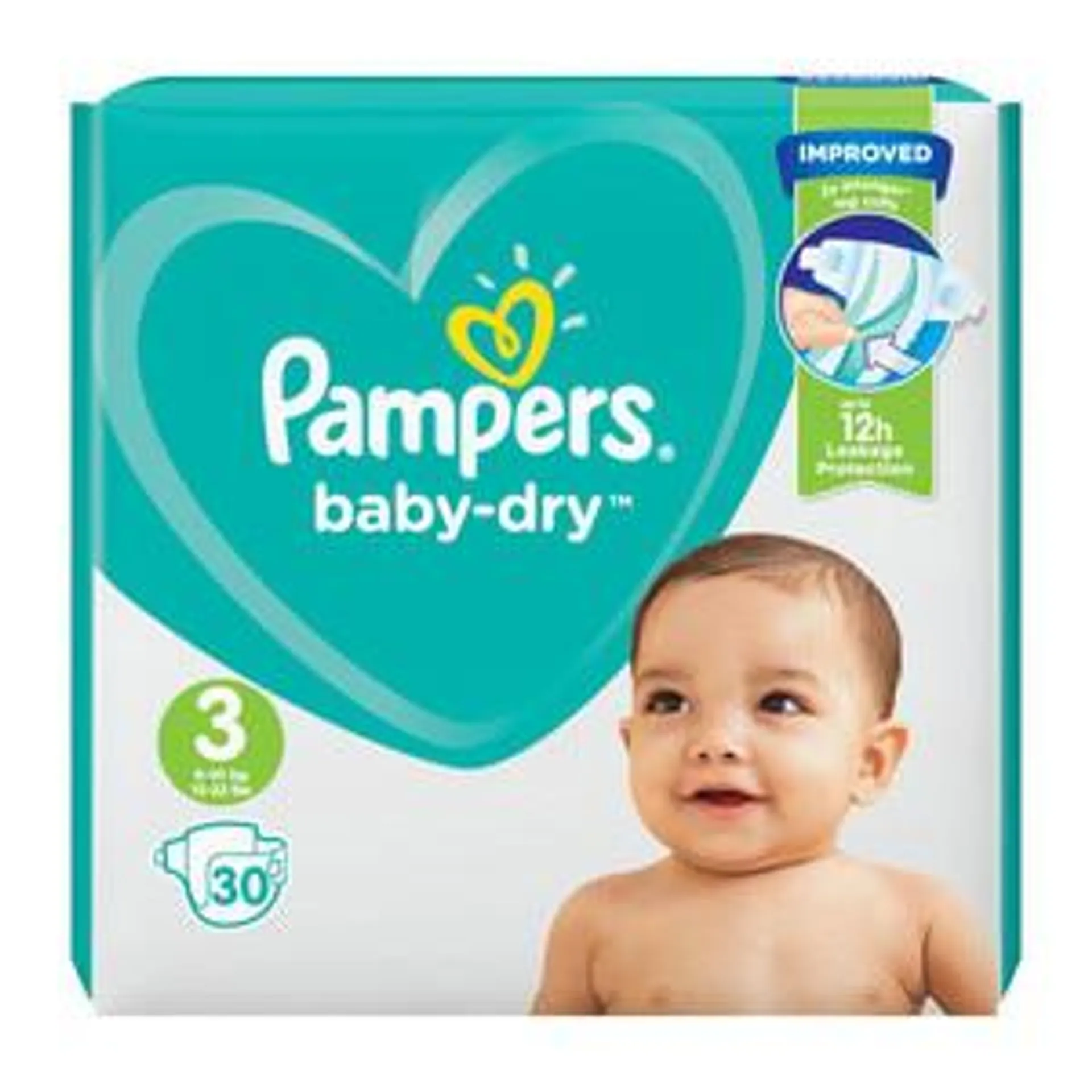 Pampers Baby Dry Size 3 Nappies Midi 30 Pack
