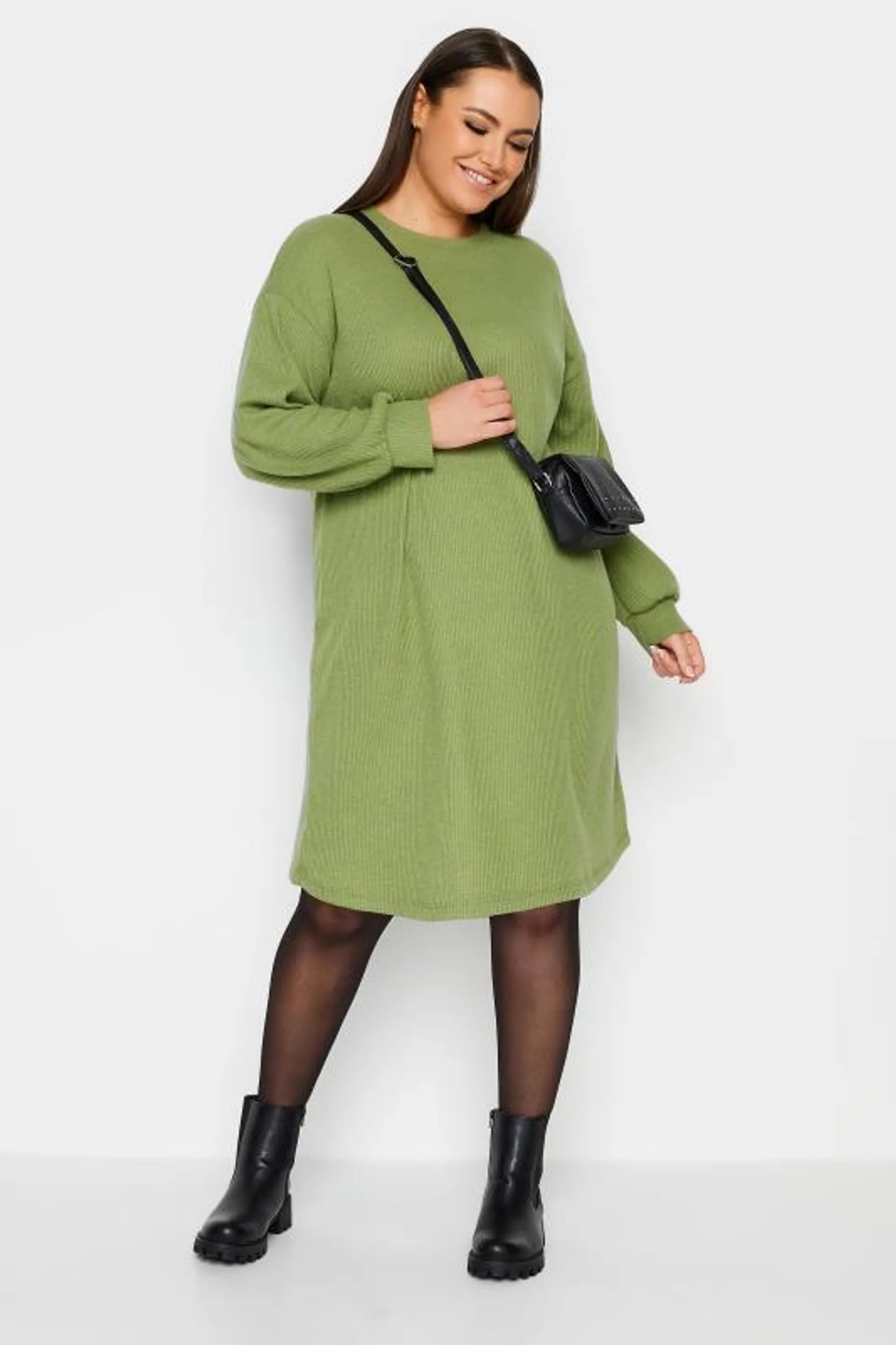 YOURS Curve Green Soft Touch Jumper Dress