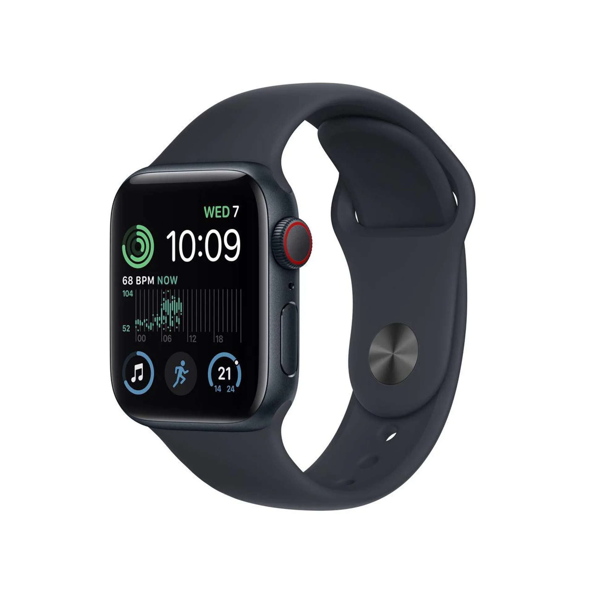 Apple Watch SE, 40mm, GPS + Cellular [2022] - Midnight Aluminium Case with Midnight Sport Band - Regular