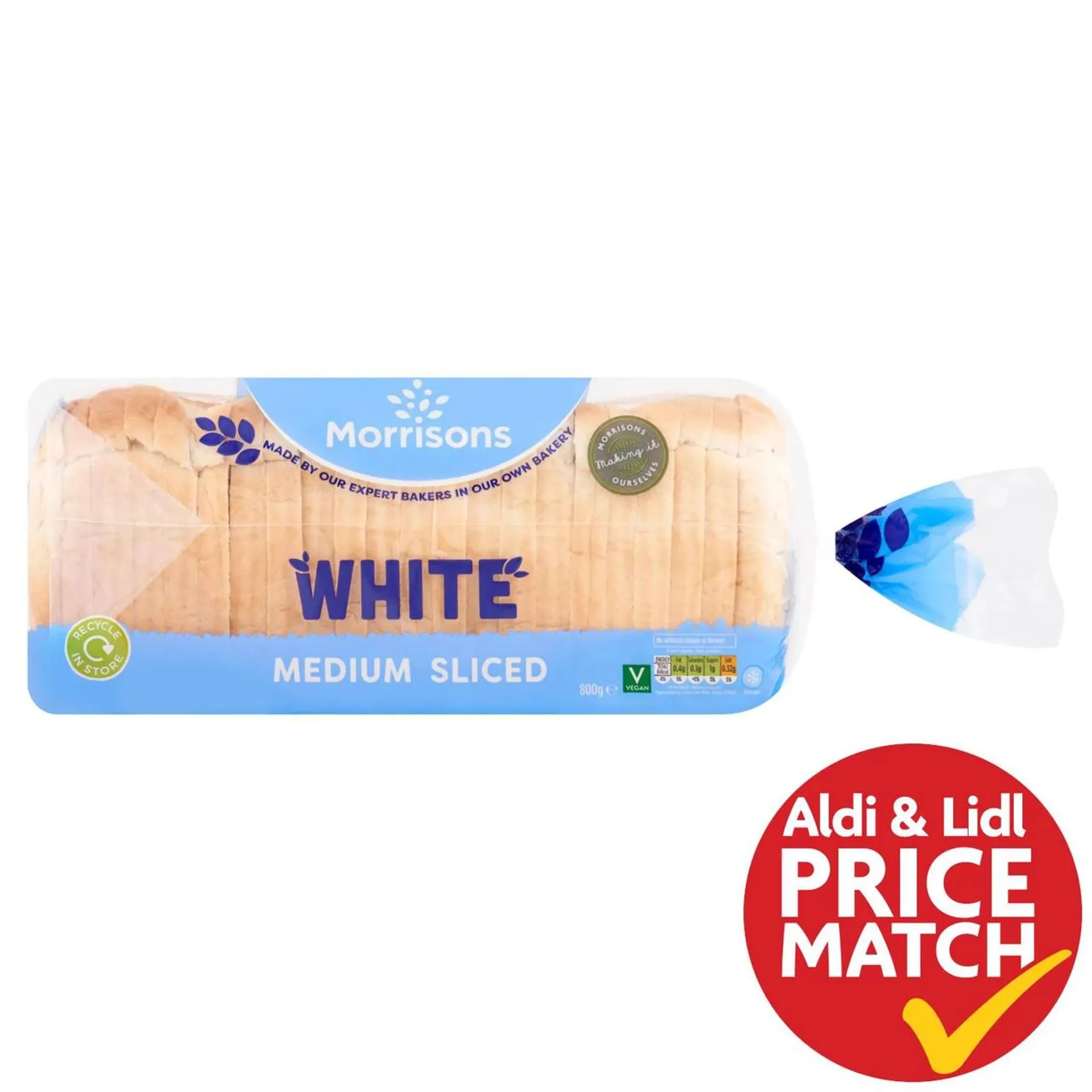 Morrisons White Medium Sliced Bread