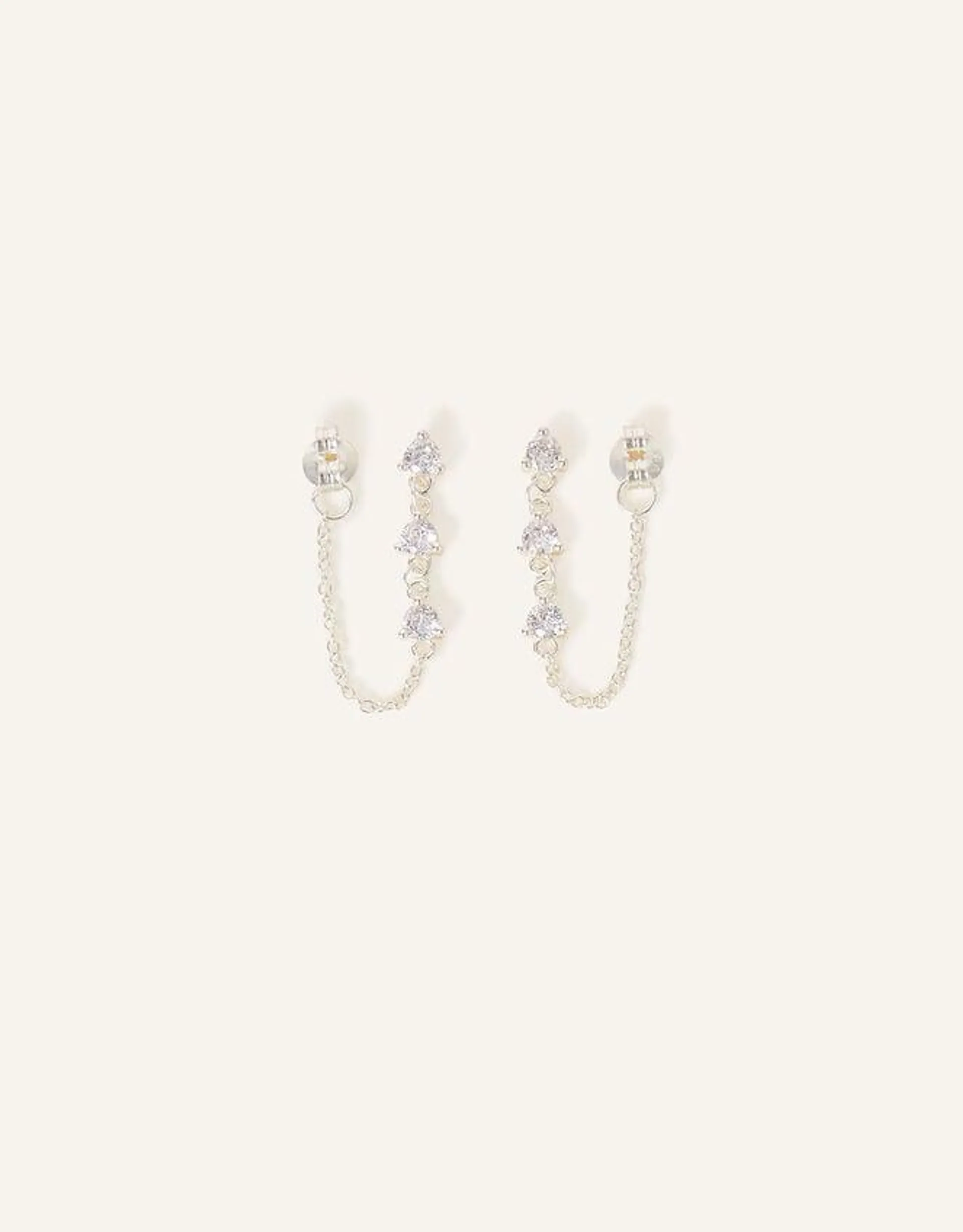 Sterling Silver Sparkle Chain Earrings