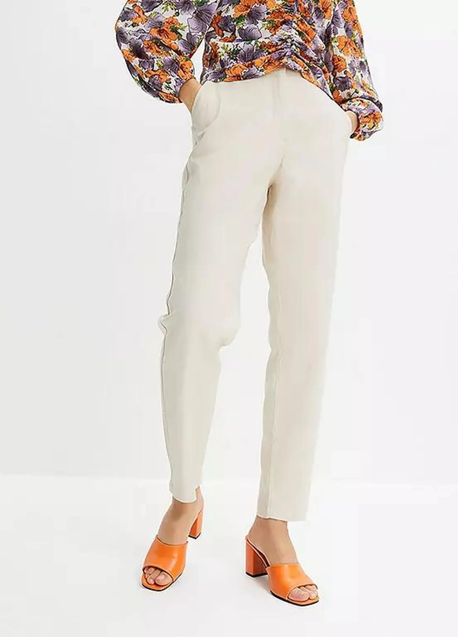 bonprix Elasticated Waist Linen Blend Trousers