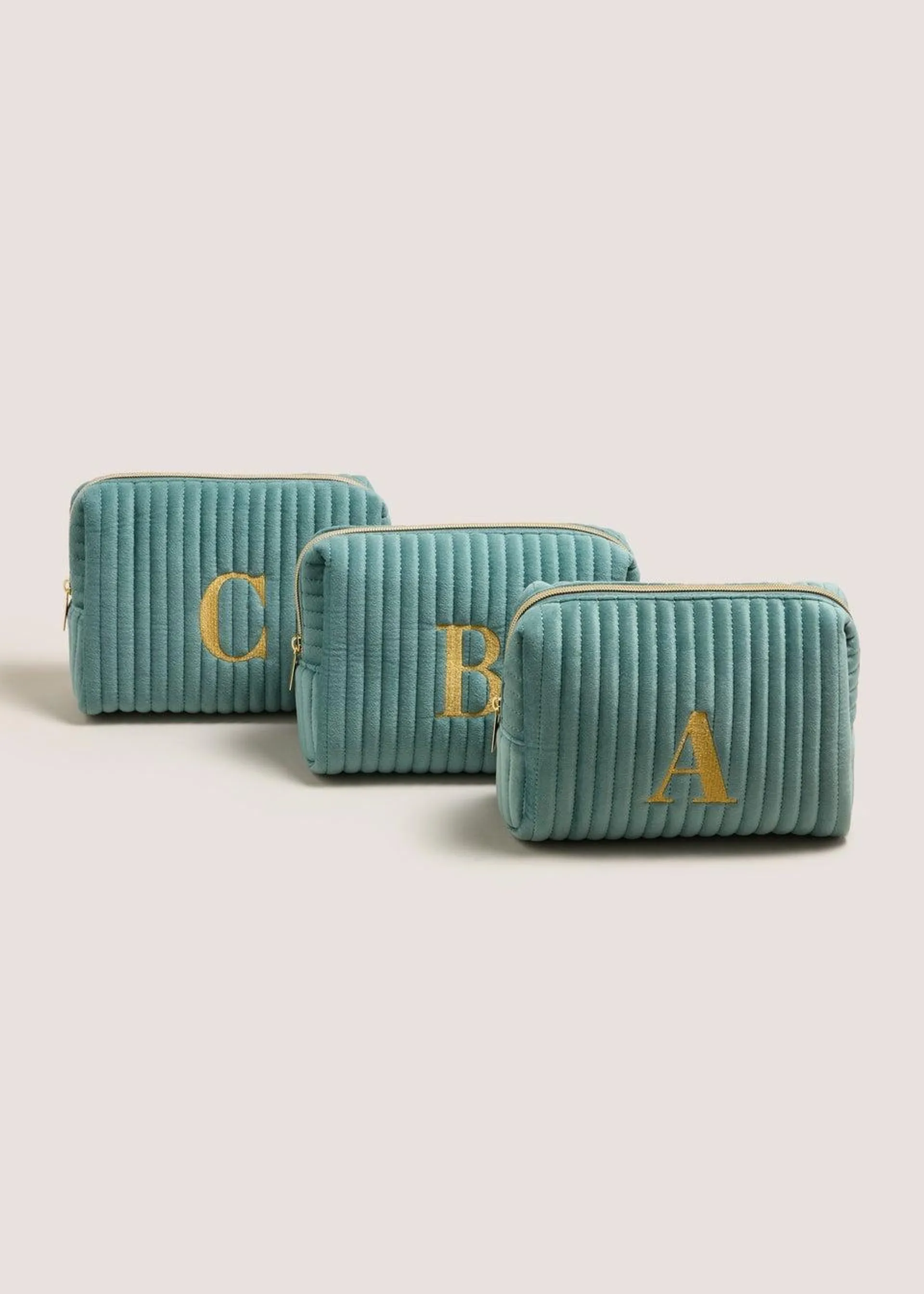 Teal Alphabet Make Up Bag