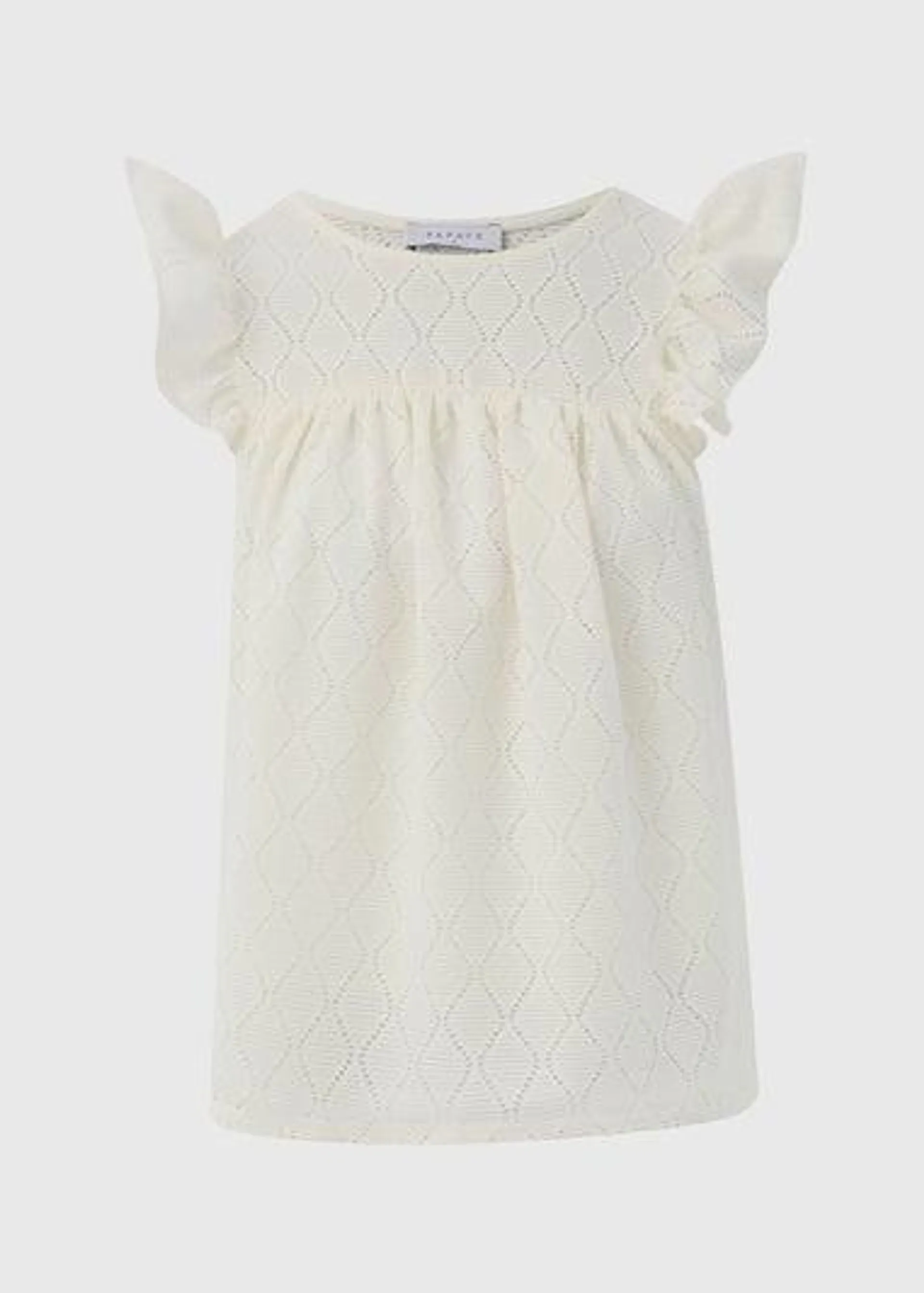 Ecru Pointelle Ruffle Top