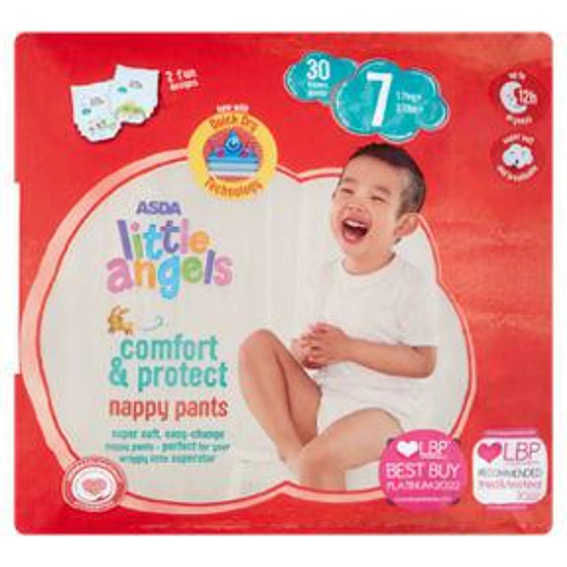 ASDA Little Angels Comfort & Protect 7 30 Nappy Pants