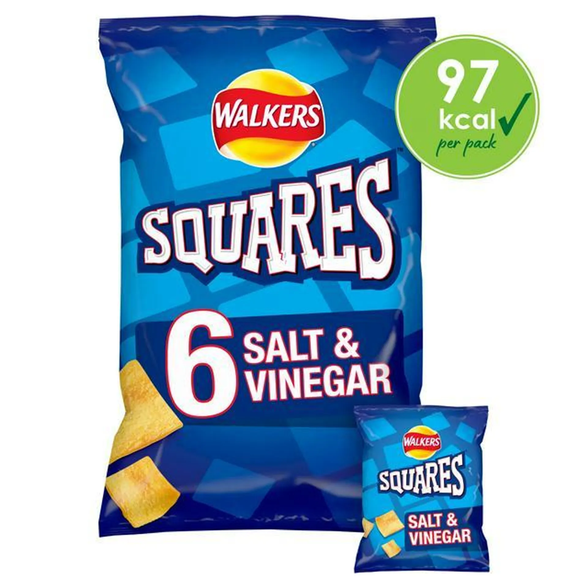 Walkers Squares Salt & Vinegar Multipack CrispsSnacks 6x22g