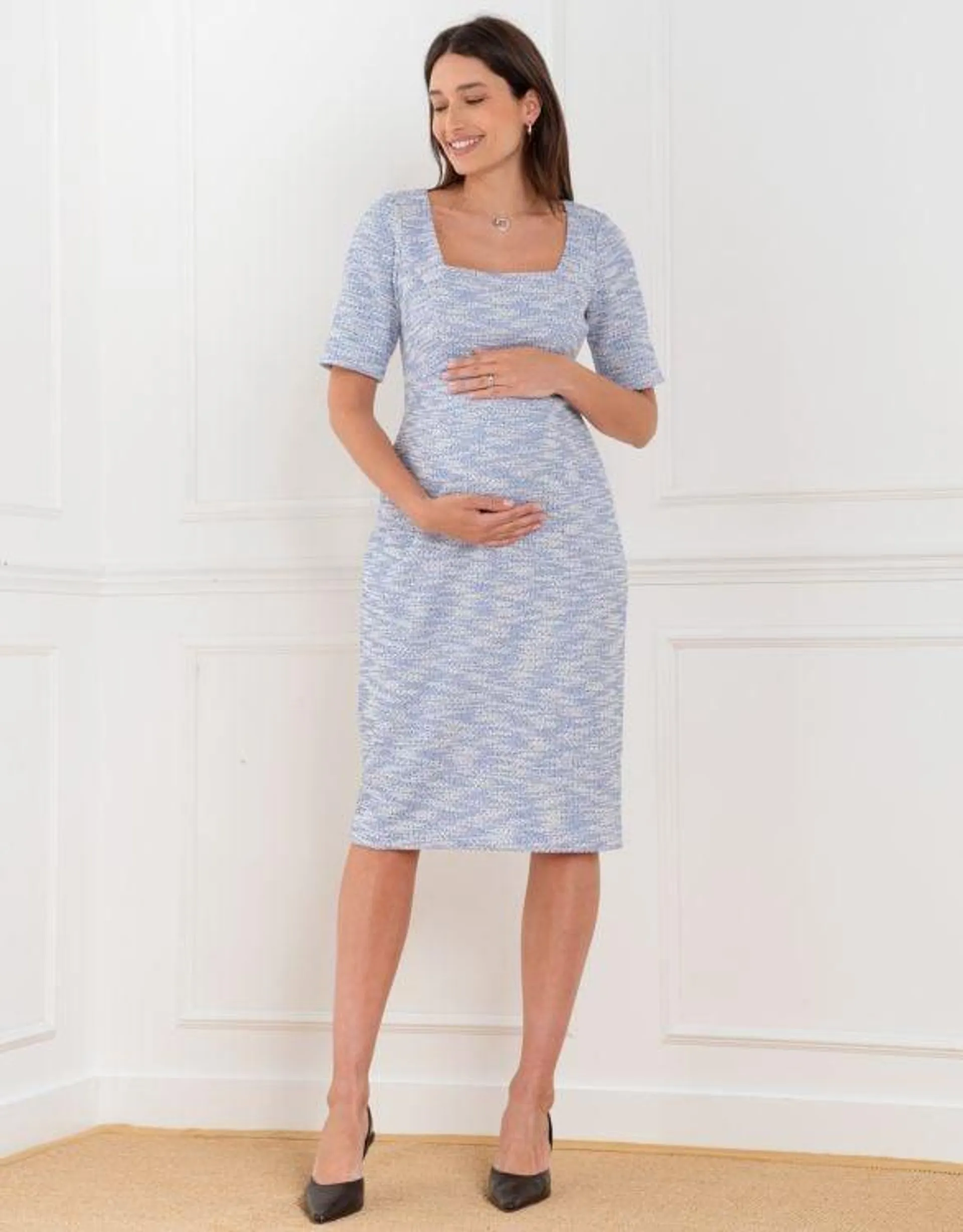 Tweed Midi Maternity Dress