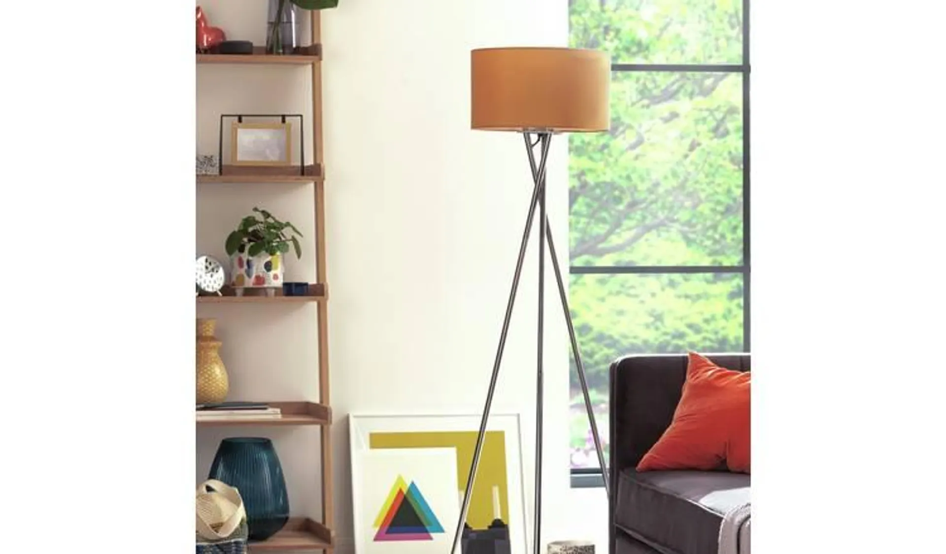 Habitat Tripod Floor Lamp - Mustard and Chrome