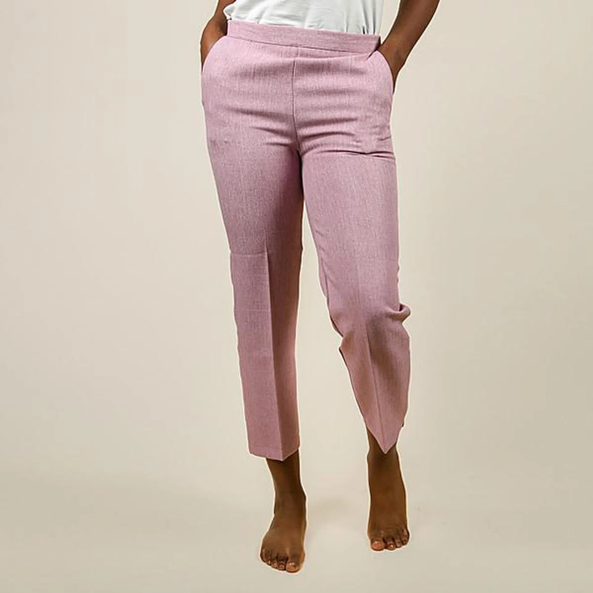 Emma Half Elasticated Comfortable Summer Trousers - Pink