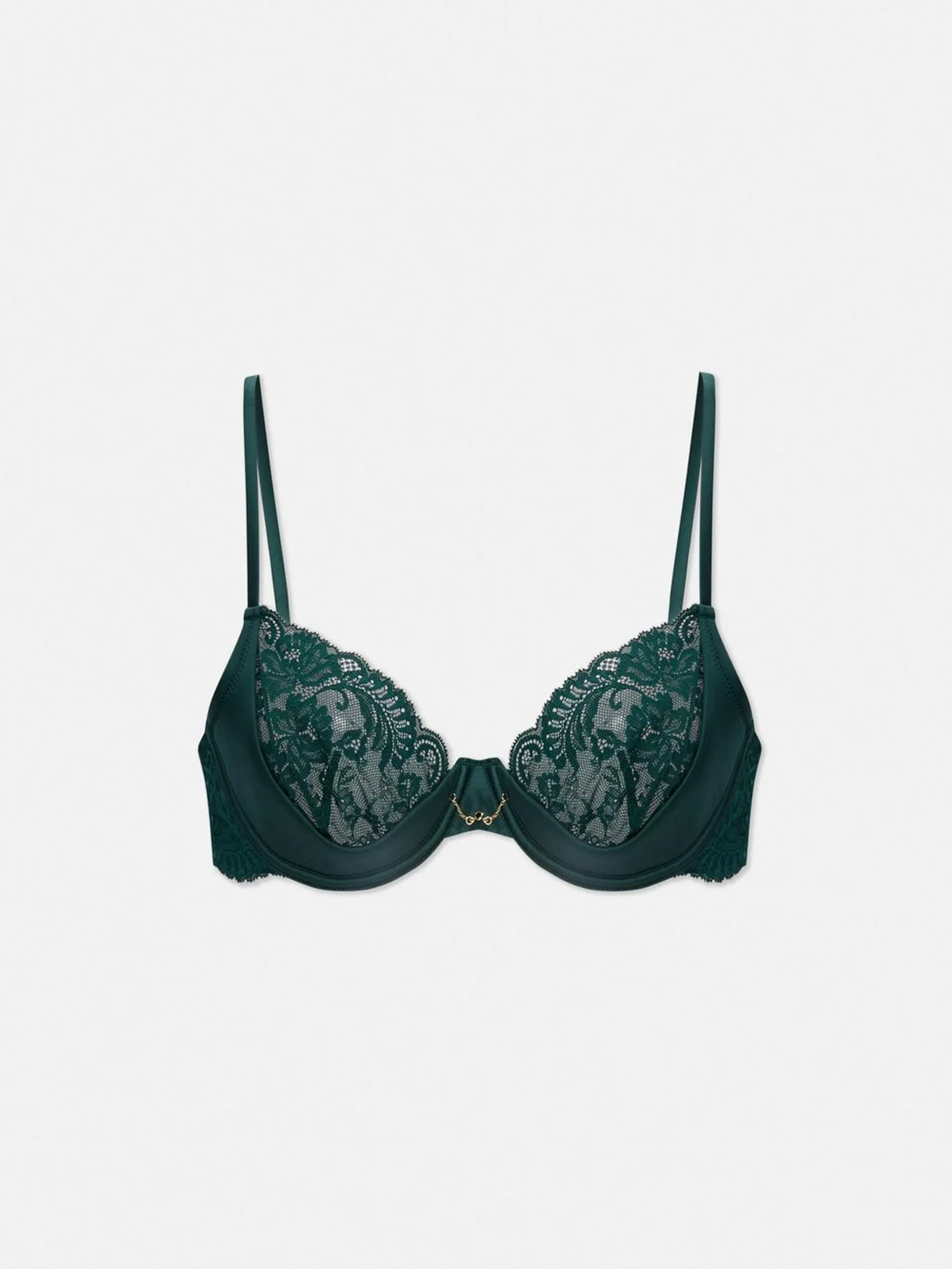 A-D Lace Cup Chain Detail Bra