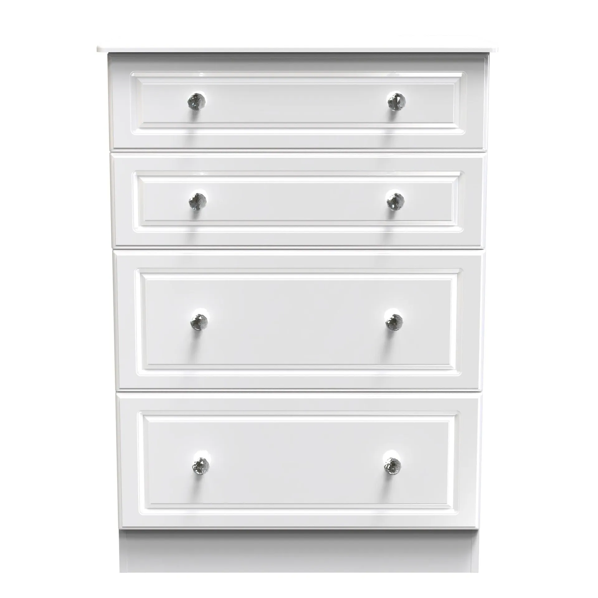 Lisbon Ready Assembled Chest Of Drawers with 4 Drawers - White Gloss & White