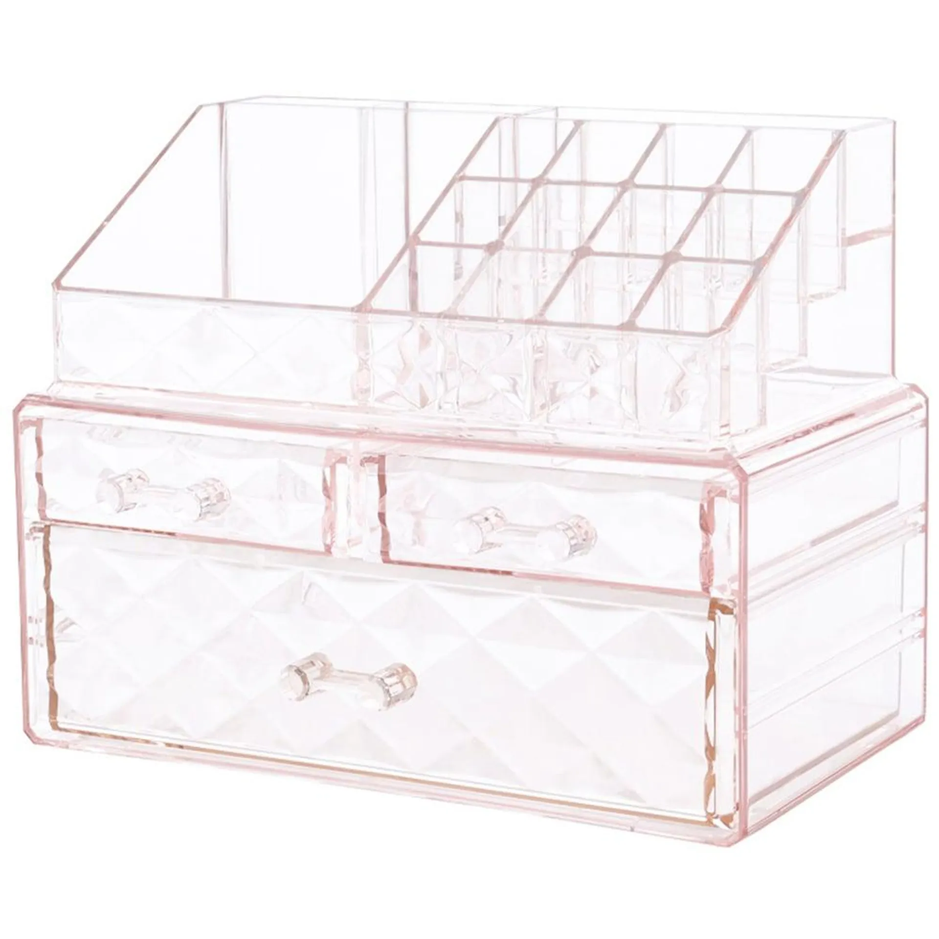 H&O Direct 3 Drawer Plastic Makeup Organiser