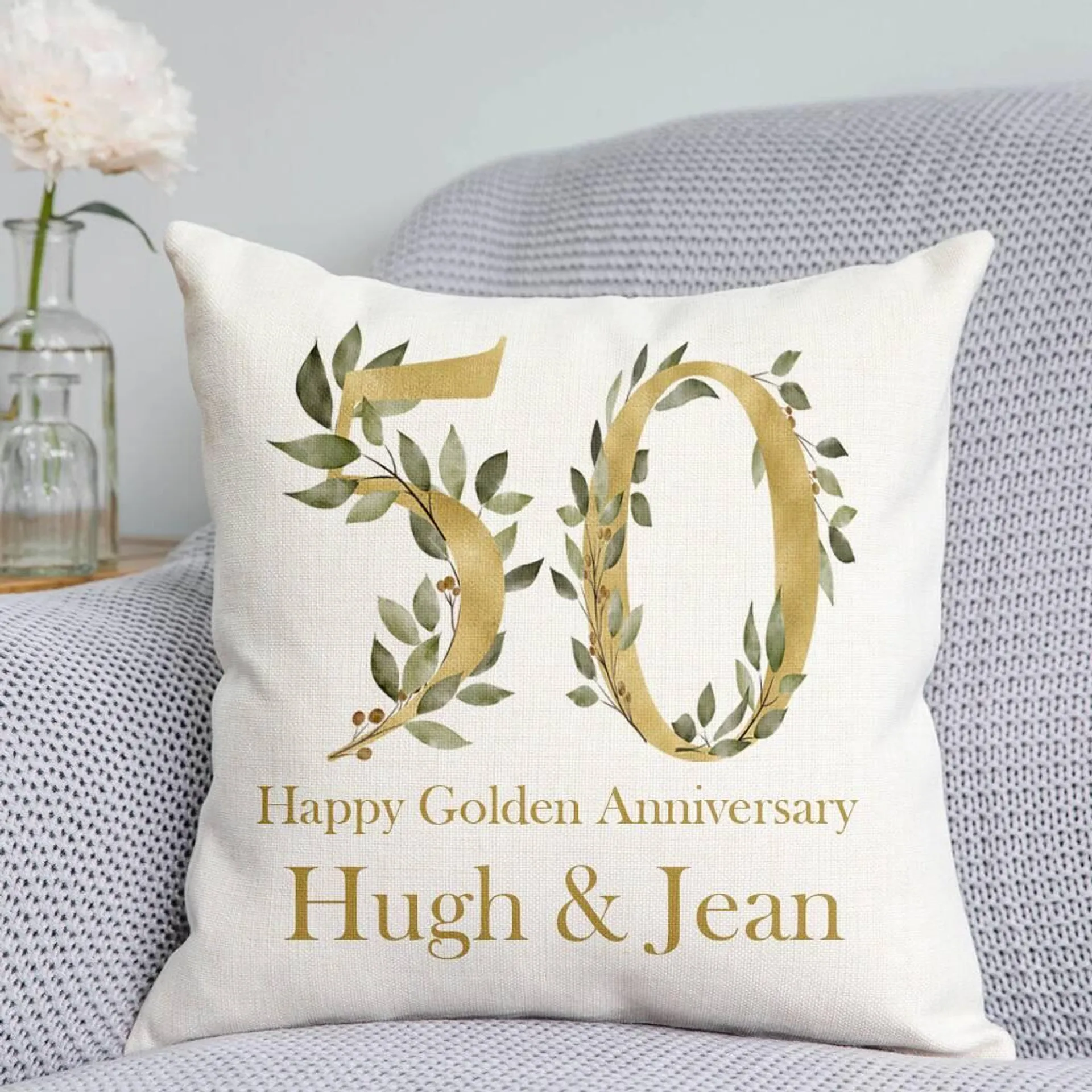 Personalised Golden Wedding Anniversary Cushion