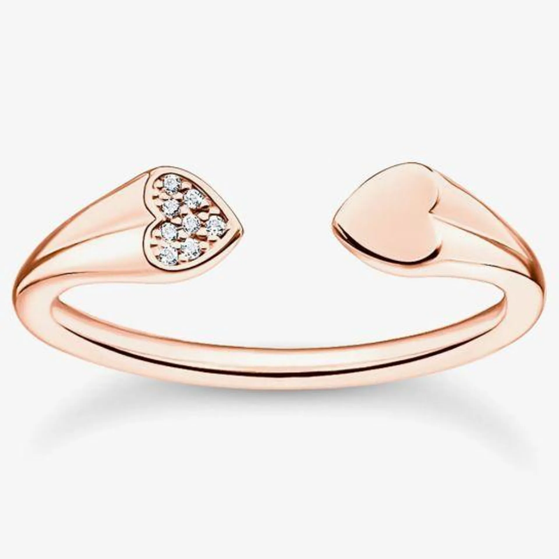 Ladies Rose Gold Plated Open Cuff Heart Ring