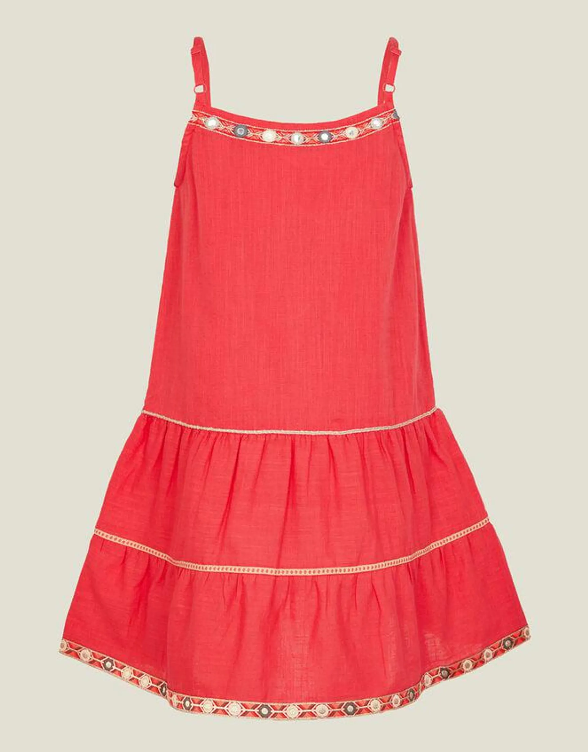 Girls Floral Embroidered Sundress Orange