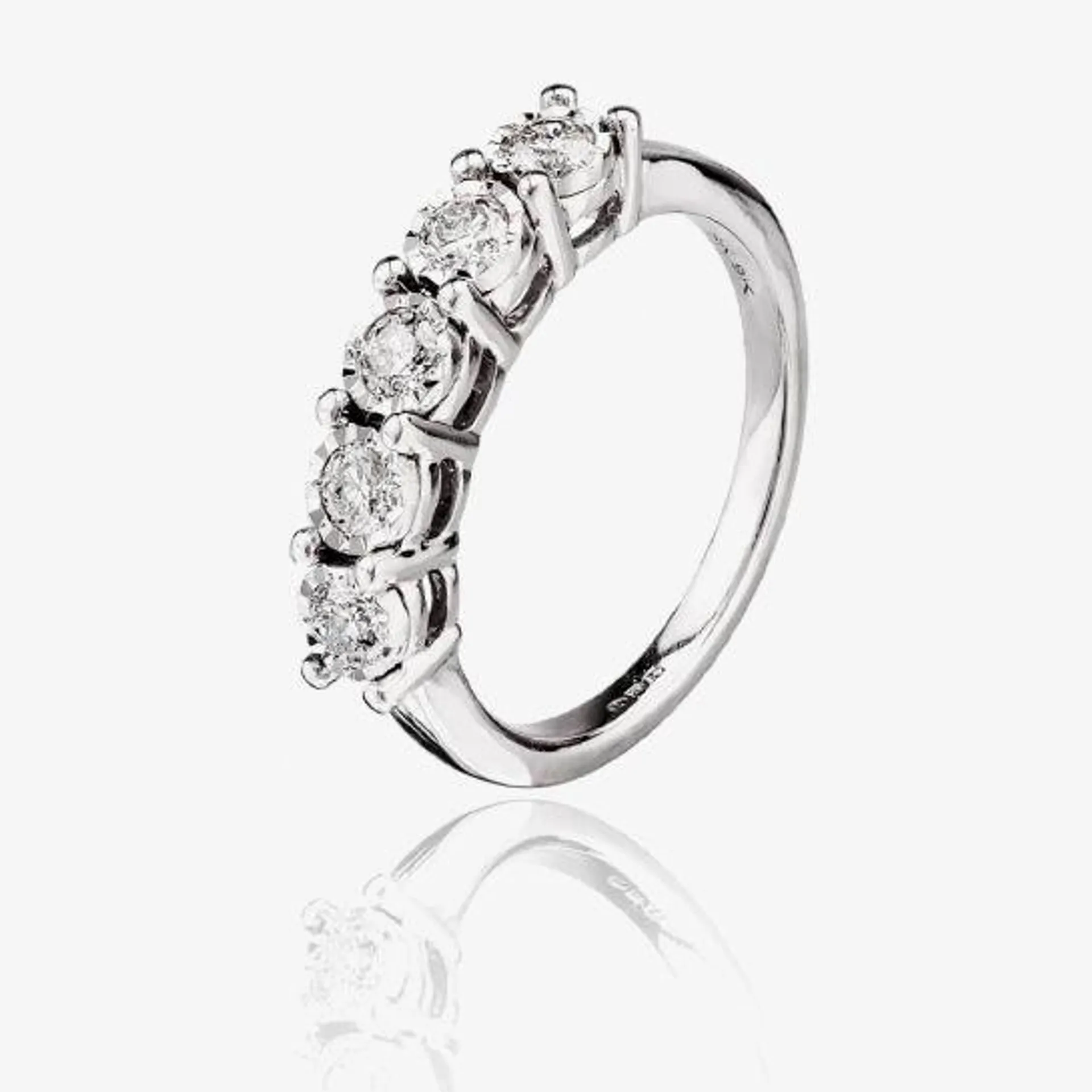 9ct White Gold 0.50ct Diamond Five Stone Ring THR26487-50