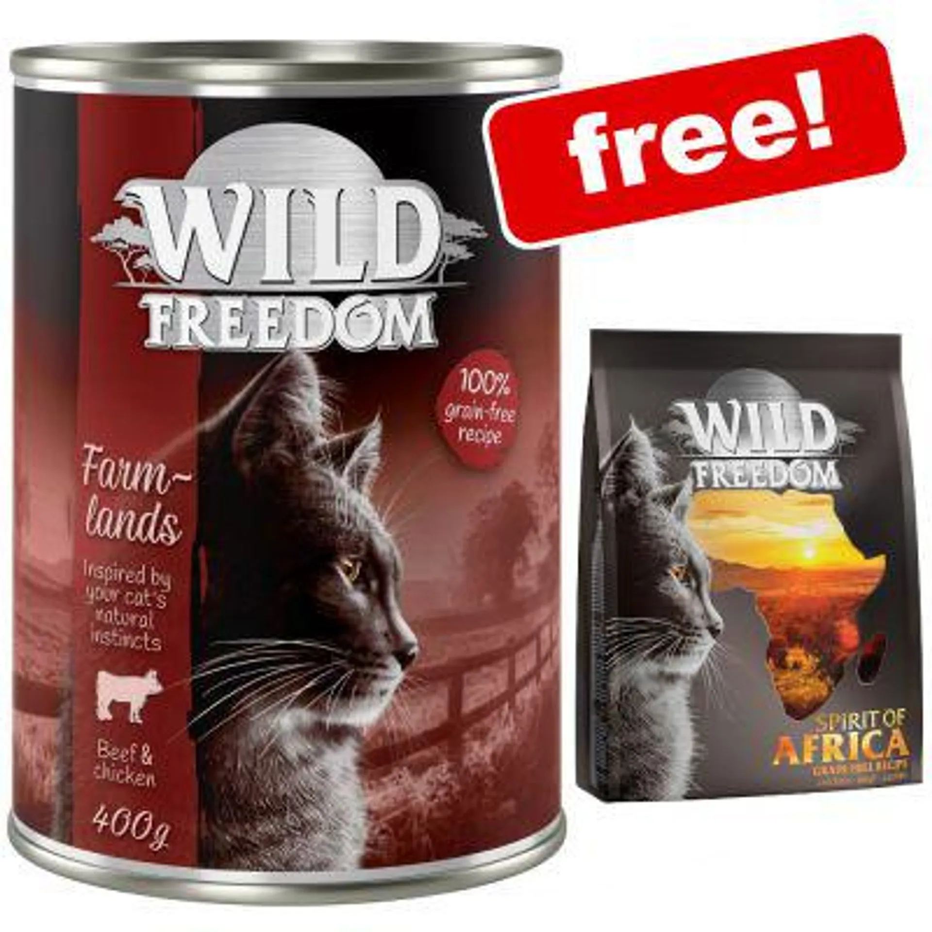 24 x 400g Wild Freedom Wet Cat Food + 400g "Spirit of Africa" Dry Food Free!*