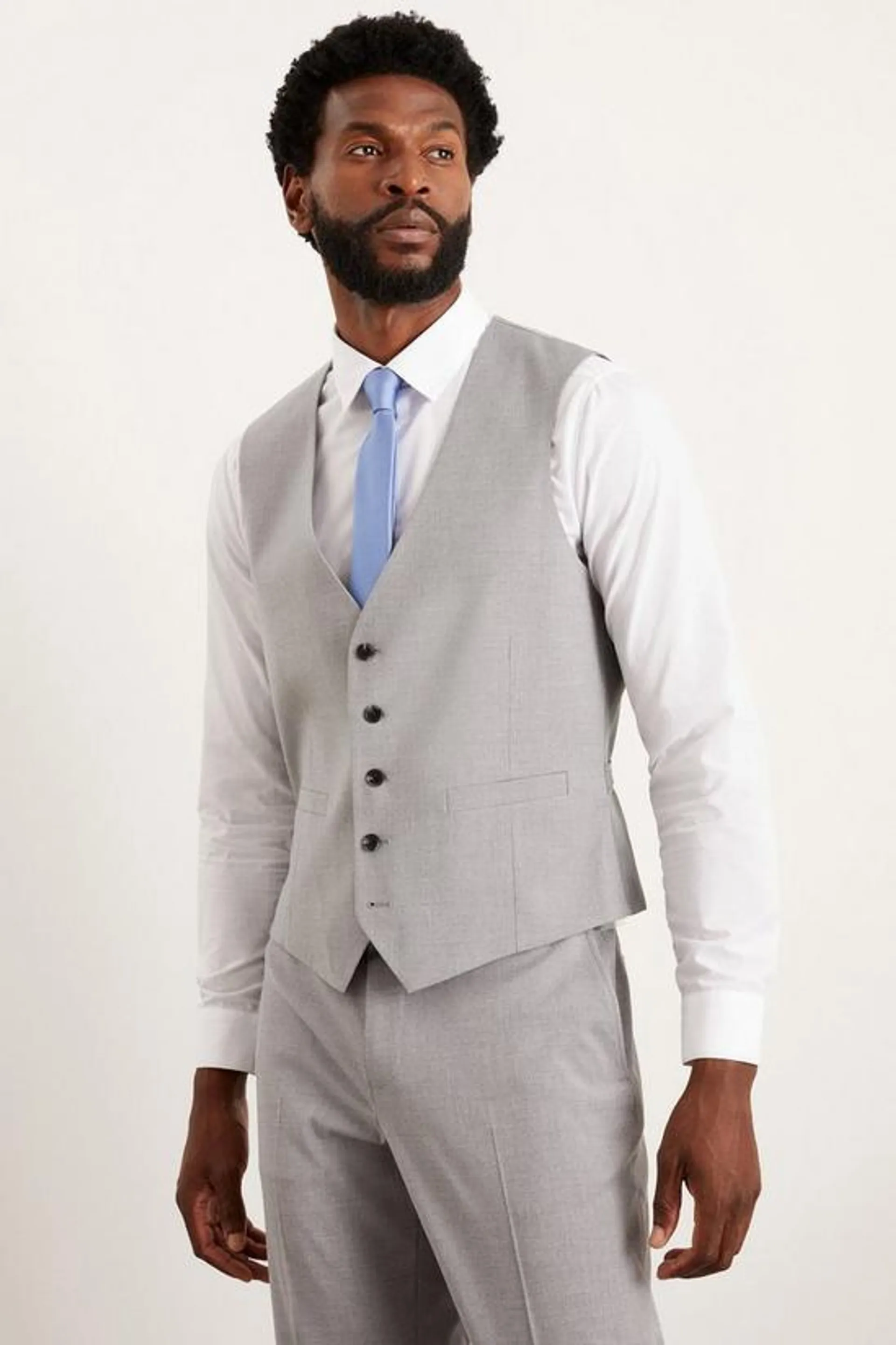 Plus Tailored Fit Light Grey Essential Waistcoat