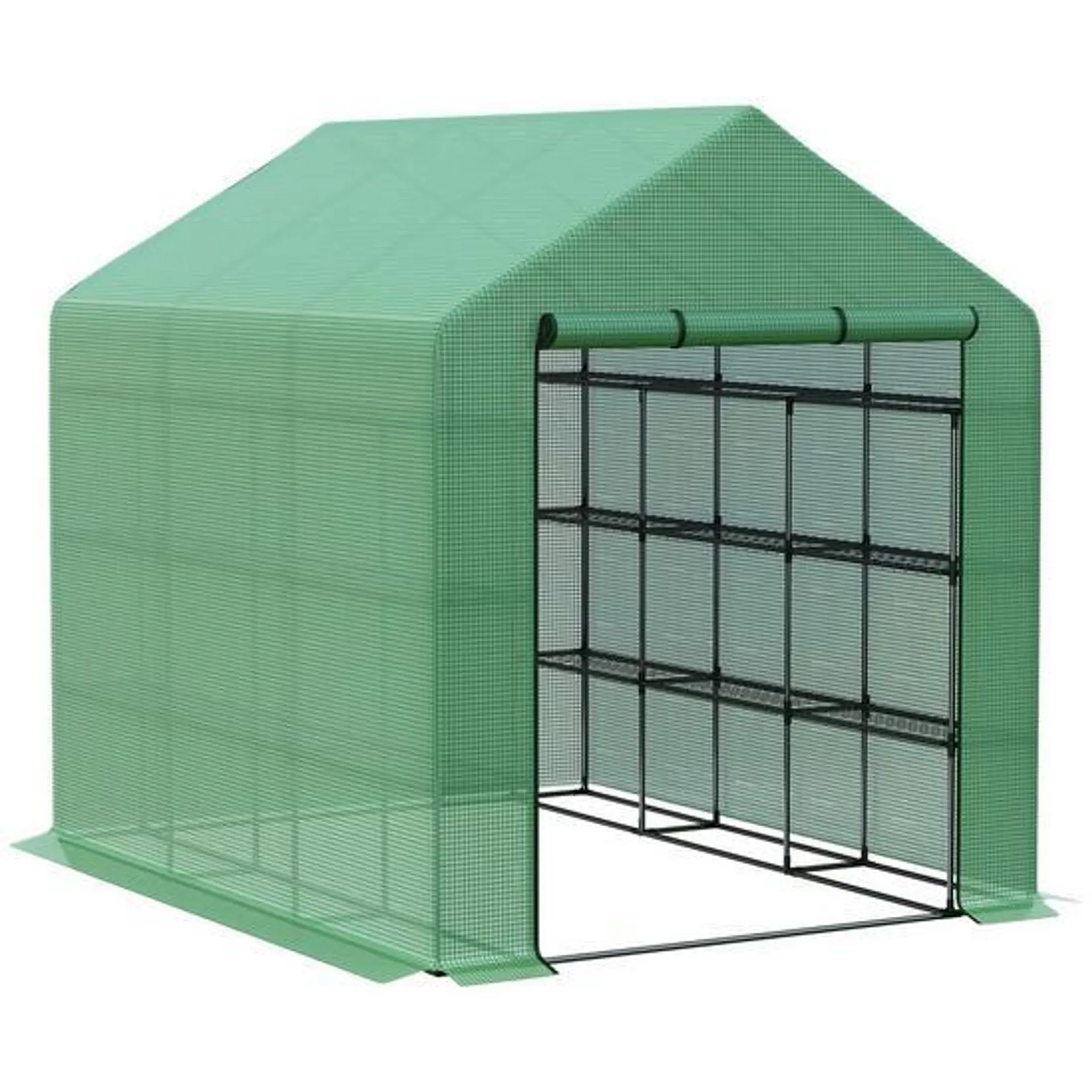 Walk in Garden Greenhouse with Shelves Polytunnel Steeple Grow House