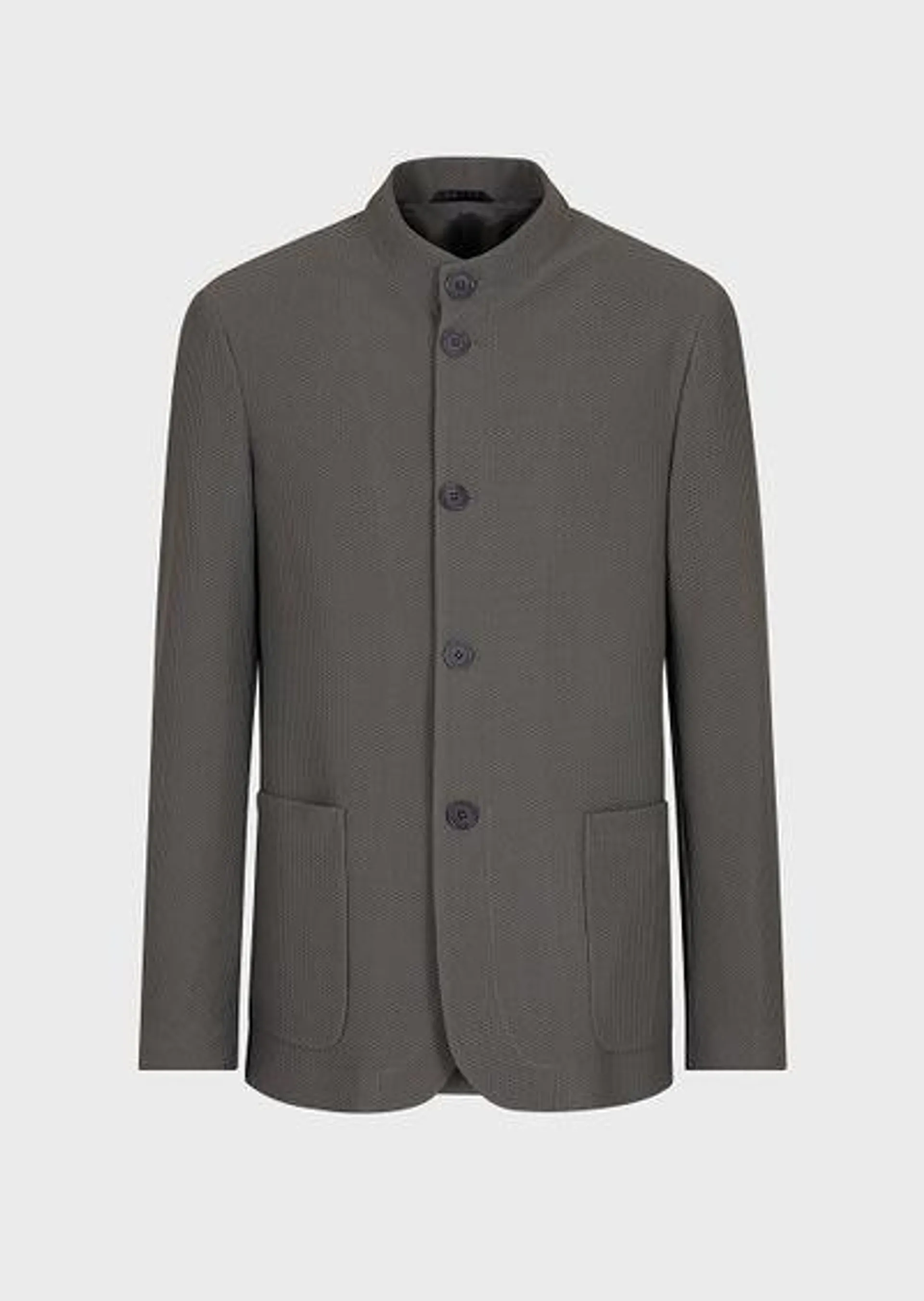 Single-breasted jacket in technical waffle fabric