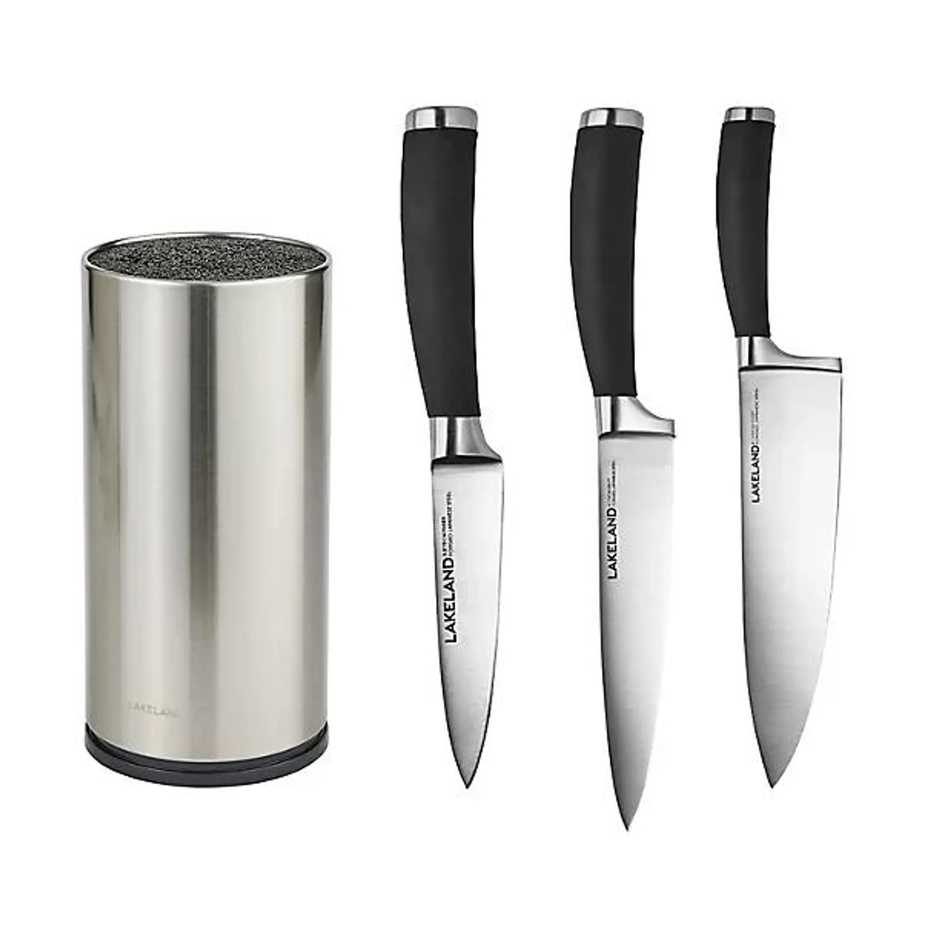 Lakeland Universal Knife Block and Select Grip 3-Piece Knife Bundle